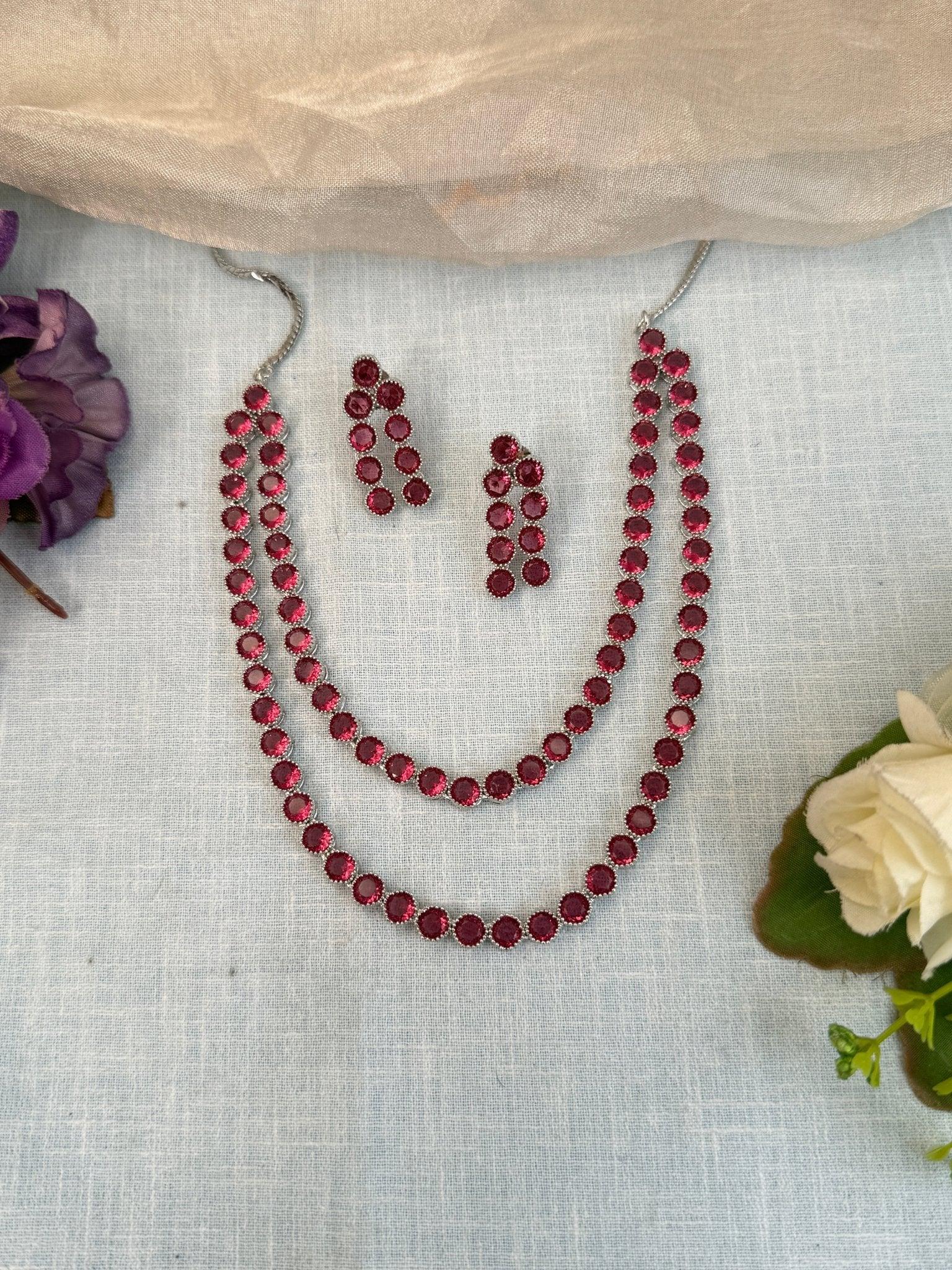 Designer Stone Short Necklace Set 526 - Mahilas