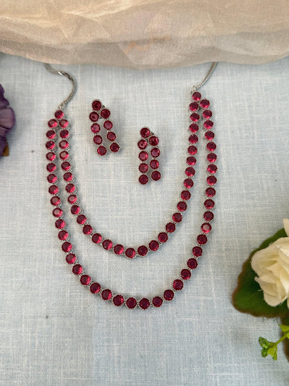 Designer Stone Short Necklace Set 526 - Mahilas