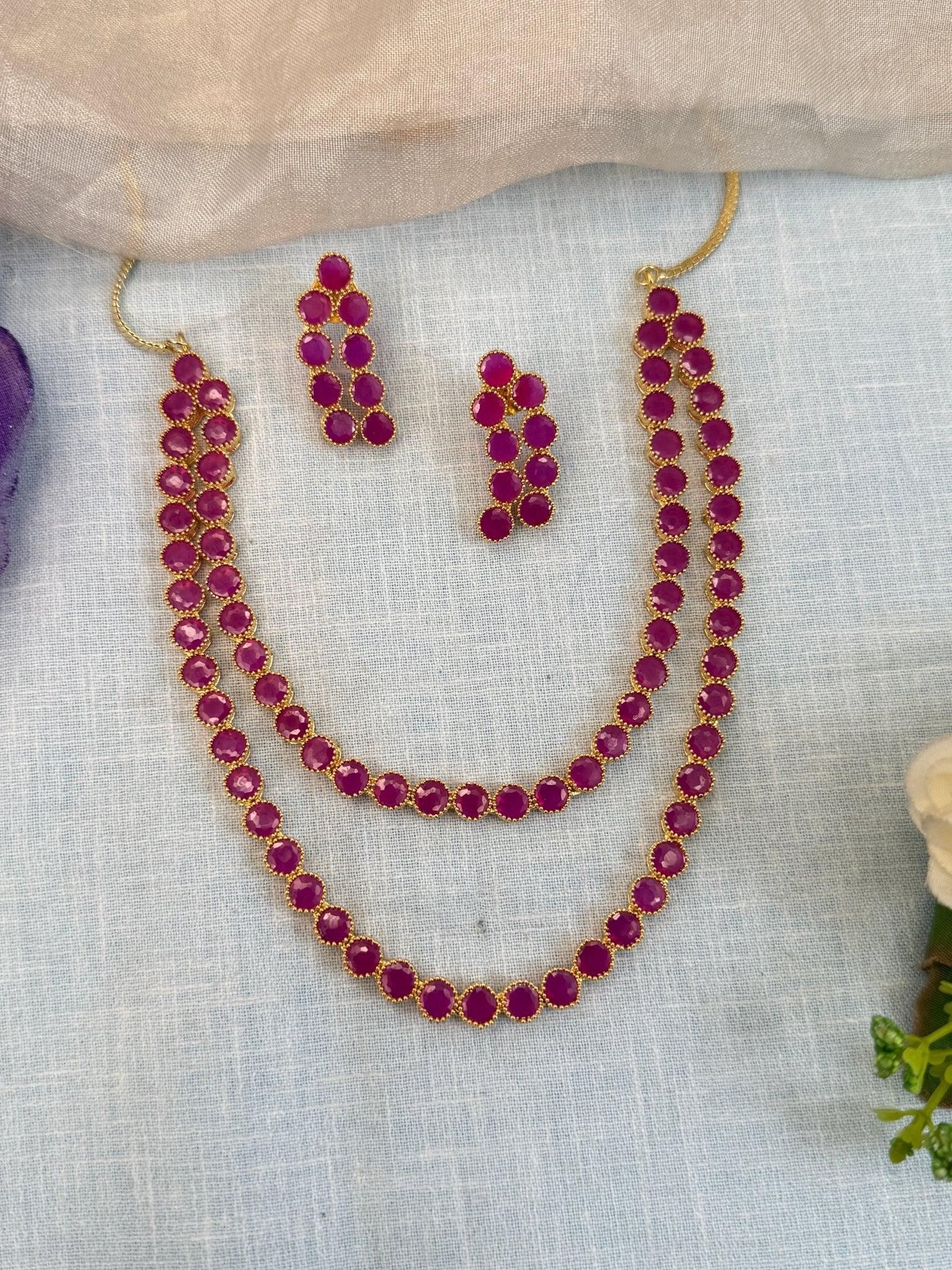 Designer Stone Short Necklace Set 528 - Mahilas