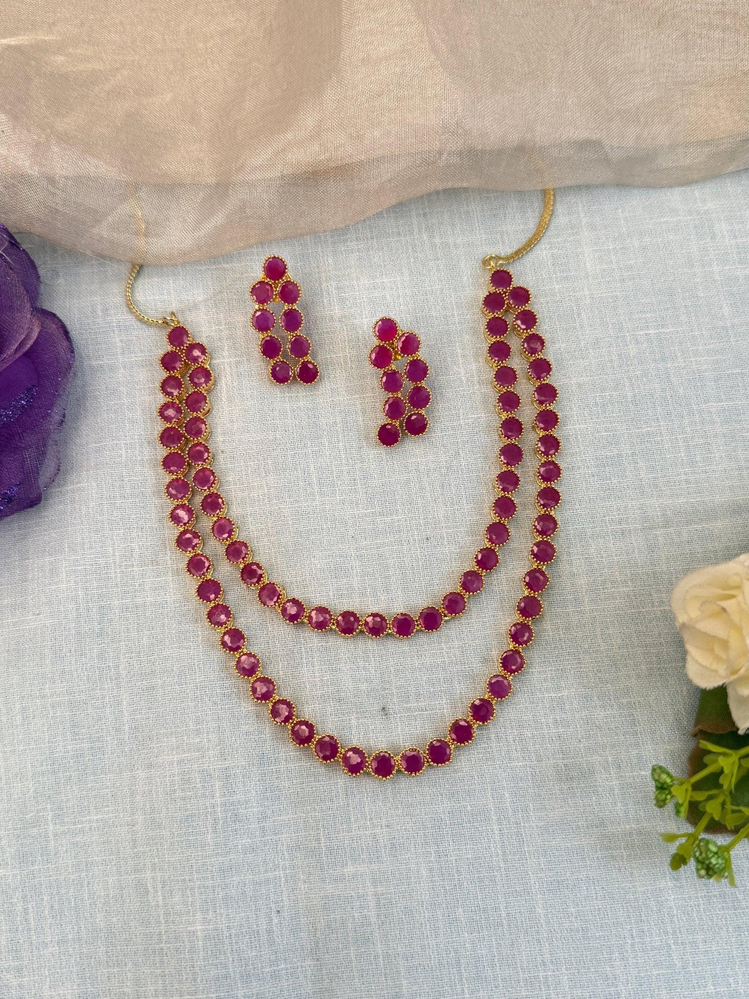 Designer Stone Short Necklace Set 528 - Mahilas