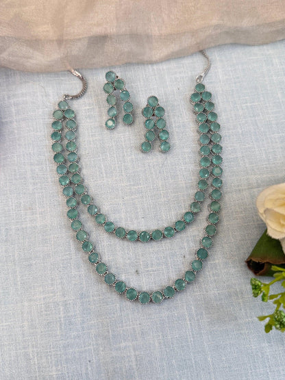 Designer Stone Short Necklace Set 529 - Mahilas