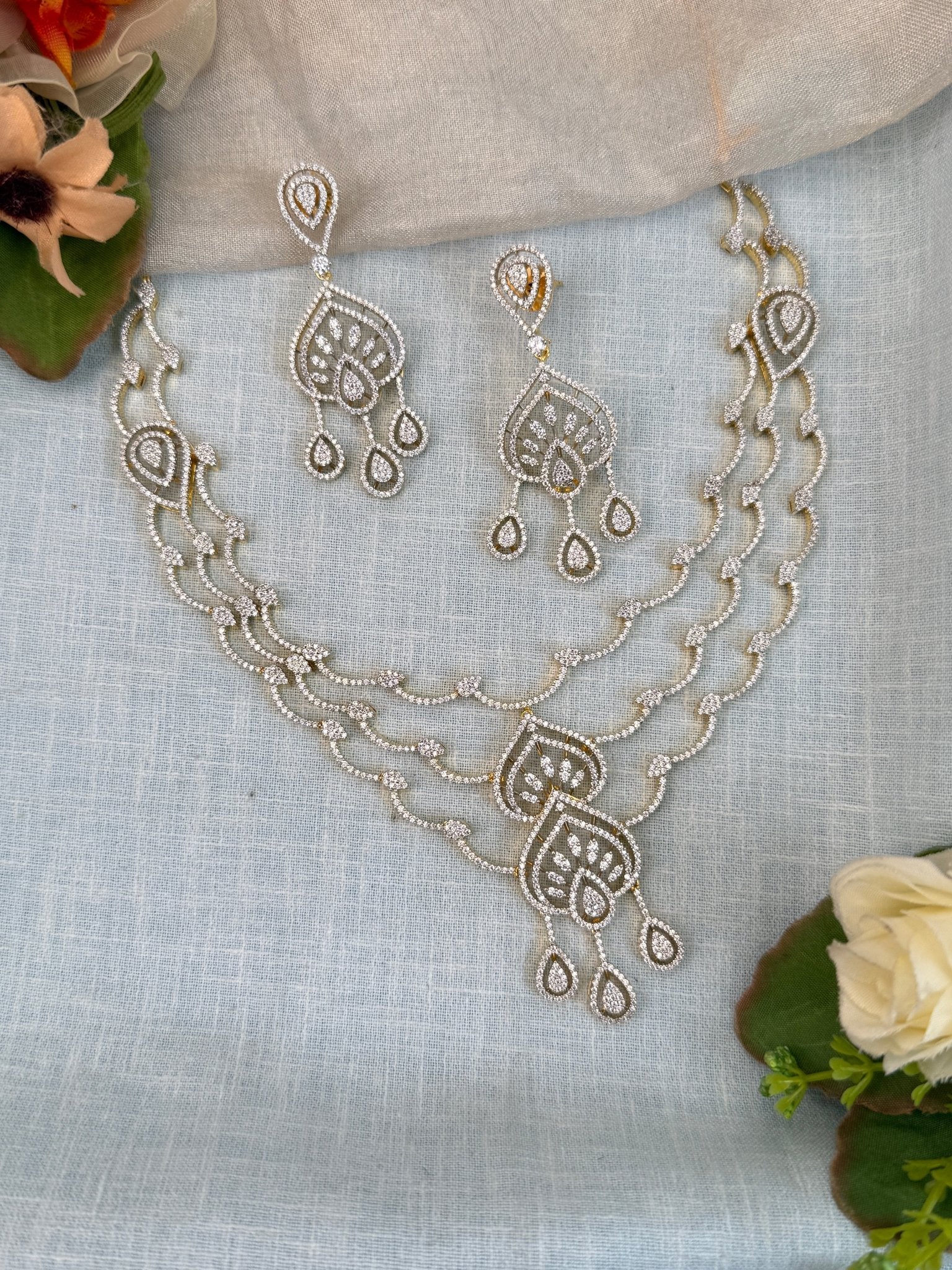 Designer Stone Short Necklace Set 553 - Mahilas