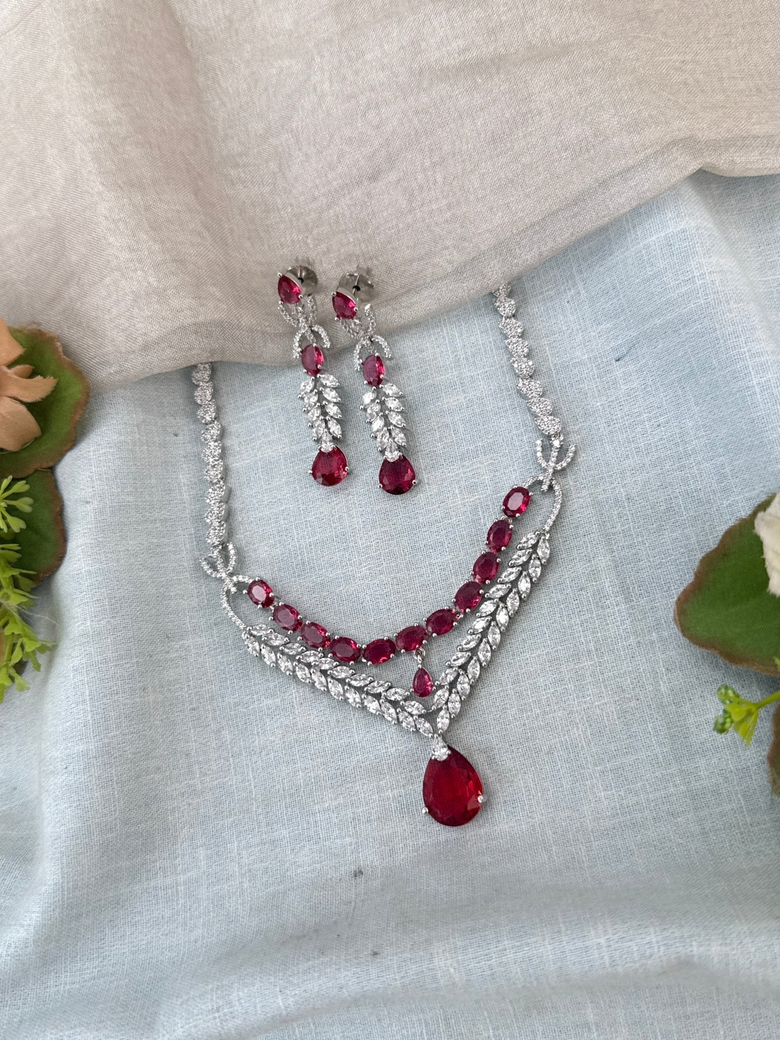 Designer Stone Short Necklace Set 816 - Mahilas