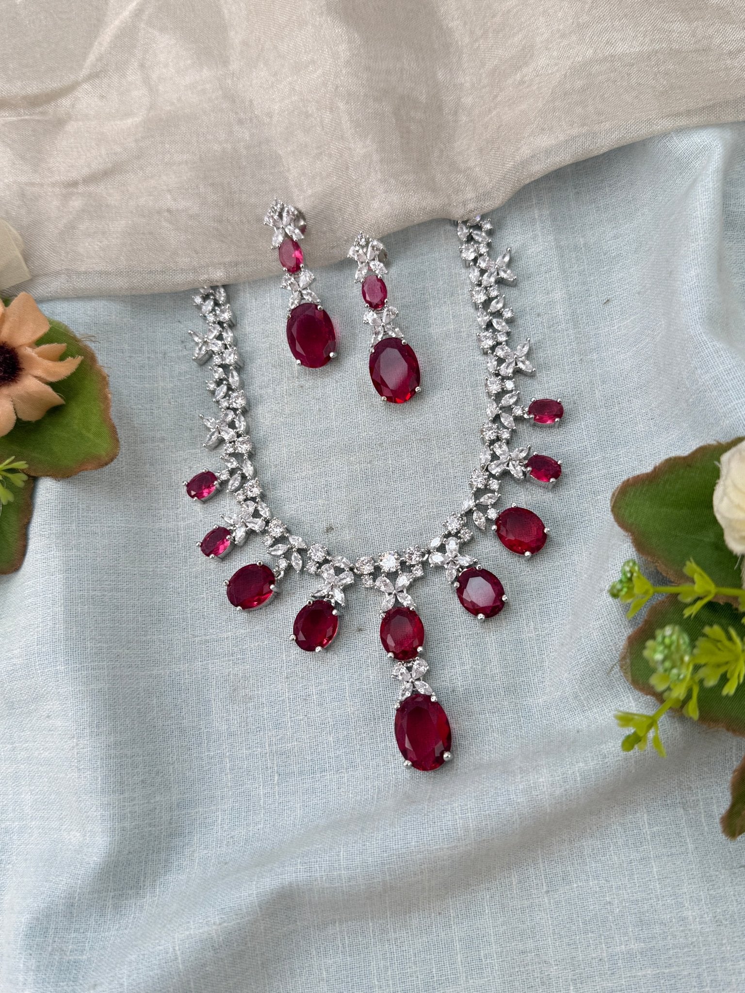 Designer Stone Short Necklace Set 817 - Mahilas