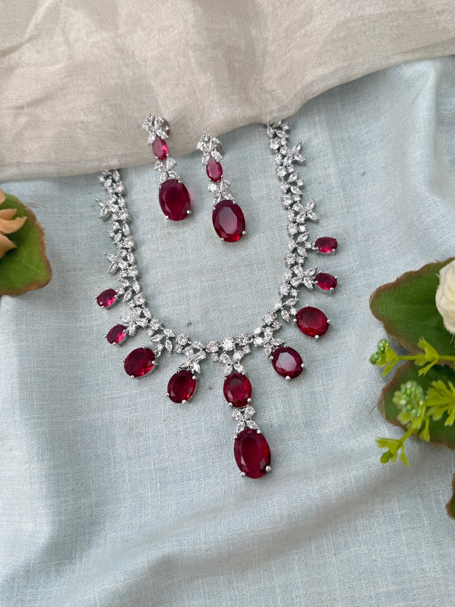 Designer Stone Short Necklace Set 817 - Mahilas