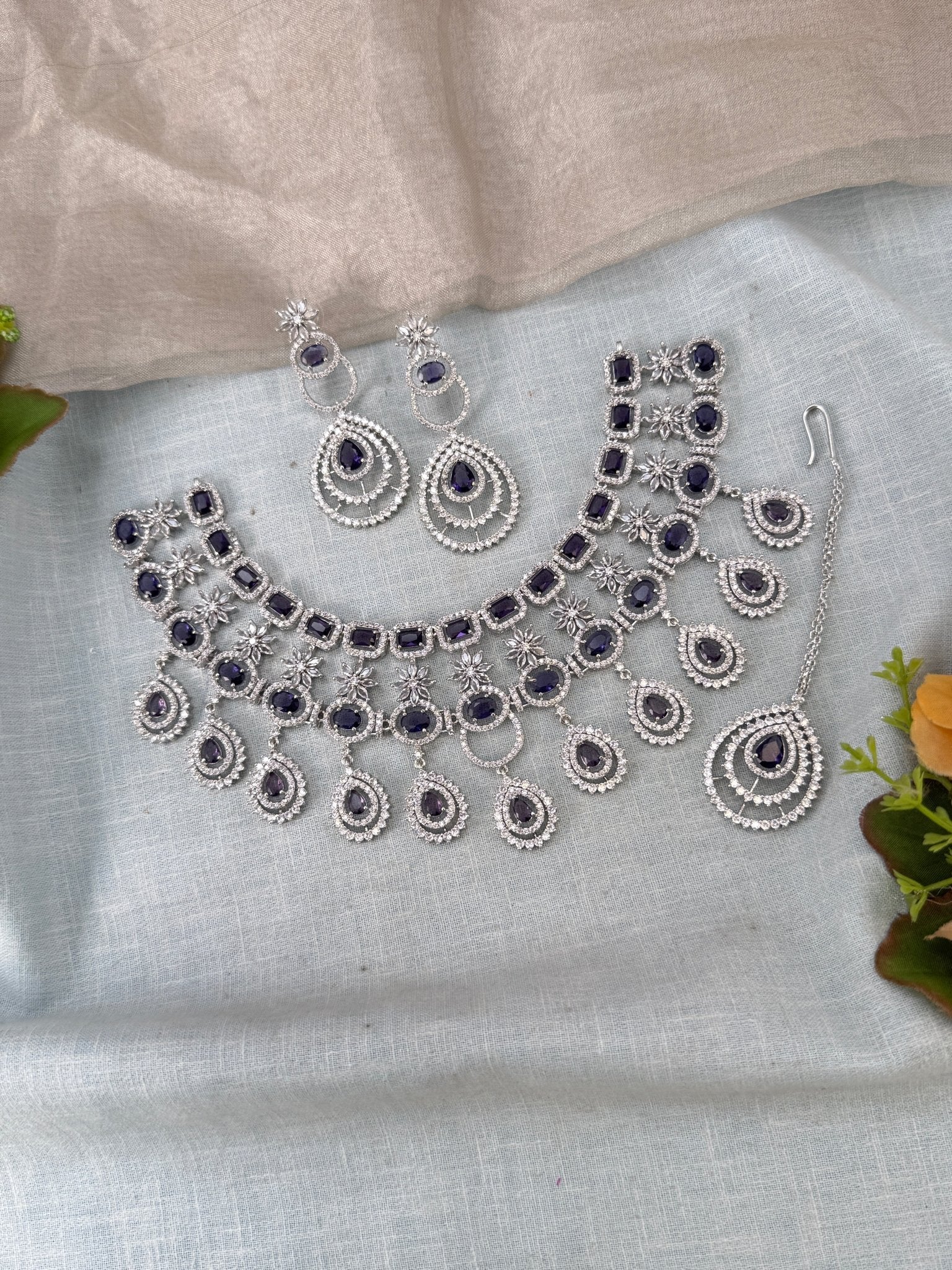 Designer Stone Short Necklace Set 830 - Mahilas