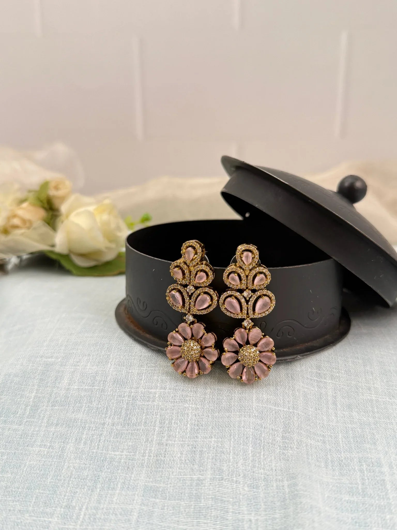 Designer Victorian Antique Stone Earrings 0201 - Mahilas