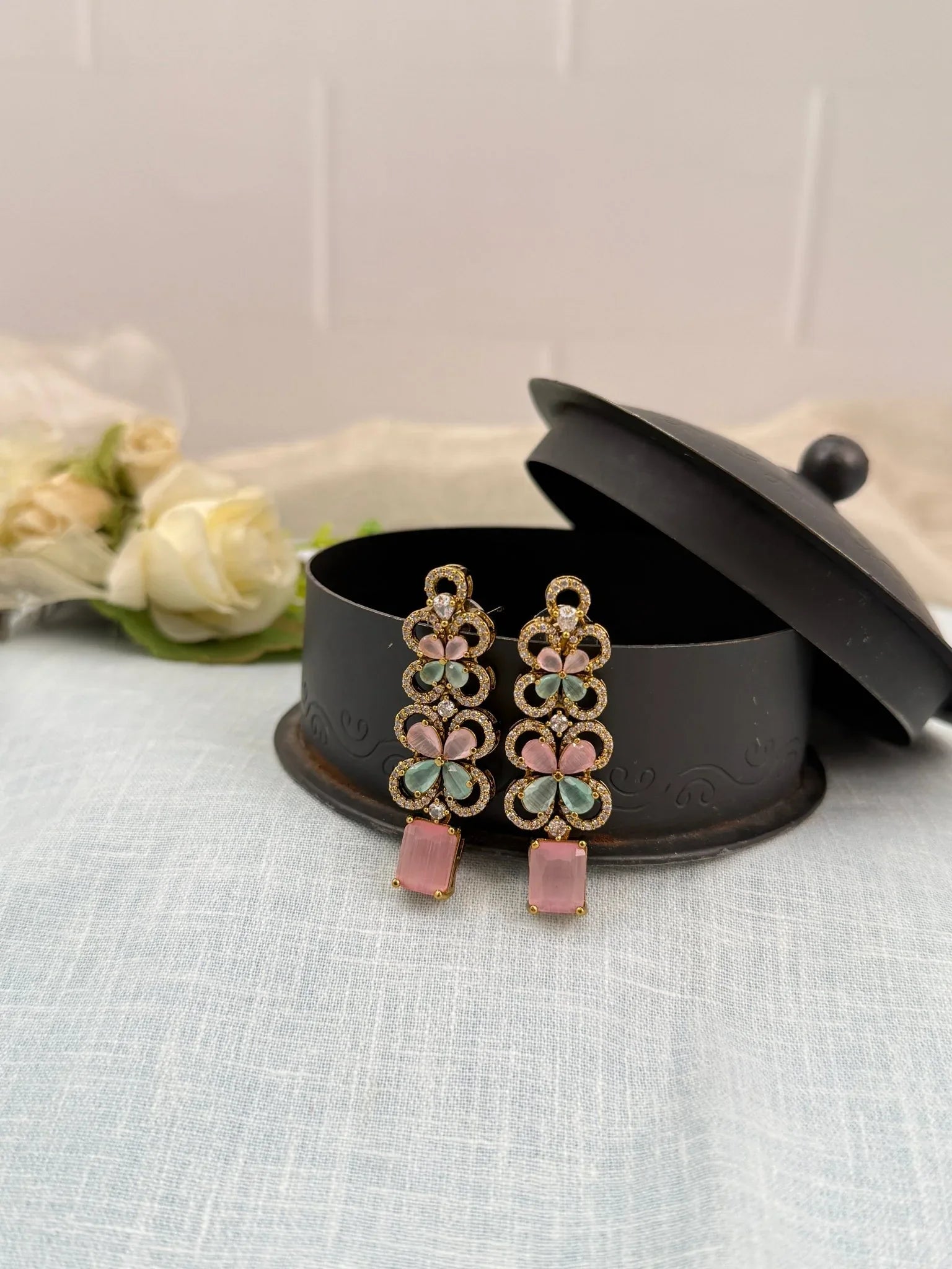 Designer Victorian Antique Stone Earrings 0205 - Mahilas