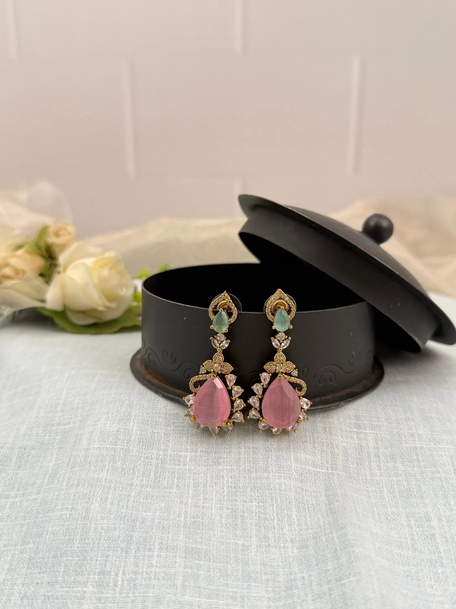 Designer Victorian Antique Stone Earrings 0206 - Mahilas