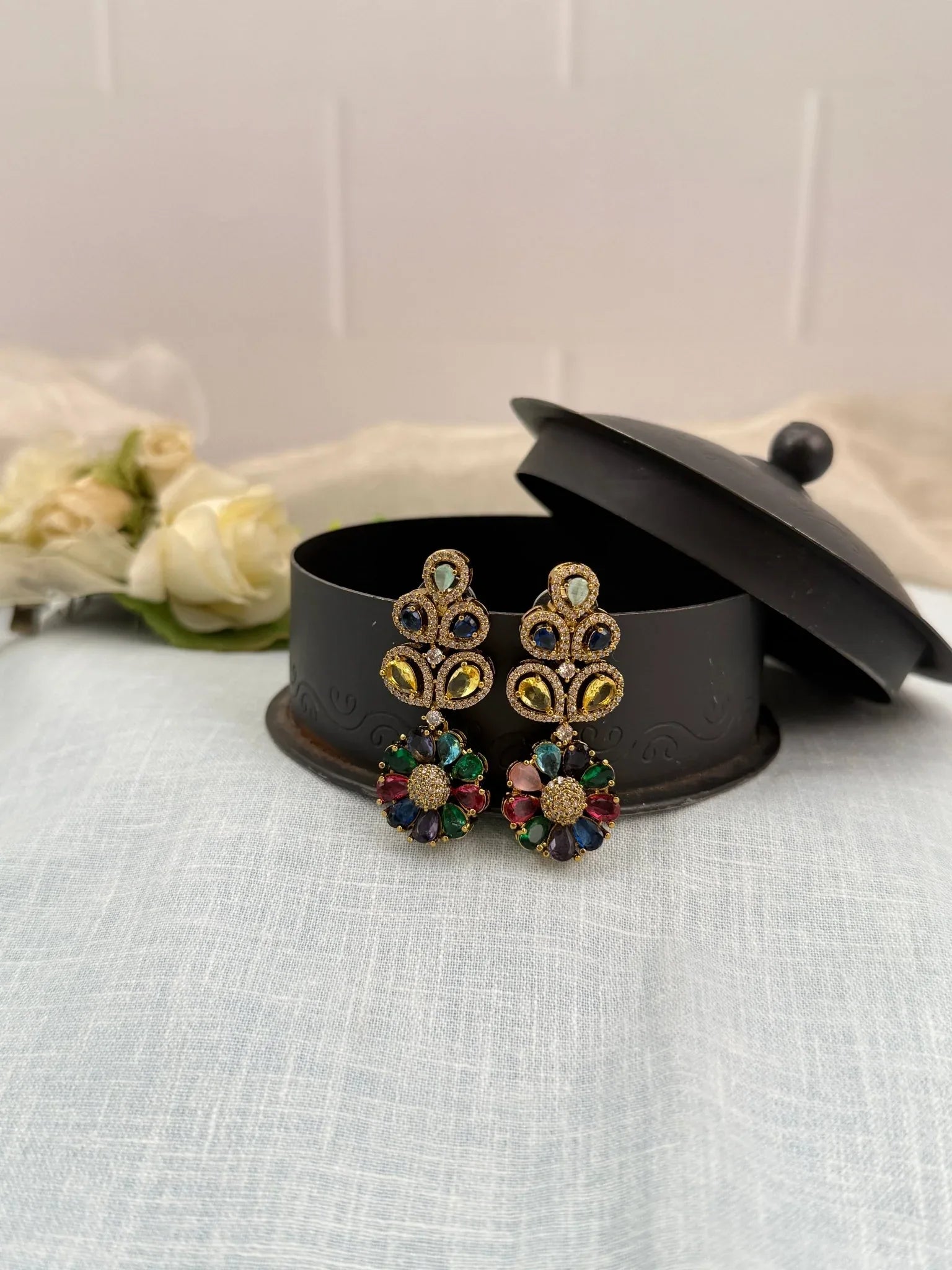 Designer Victorian Antique Stone Earrings 0208 - Mahilas