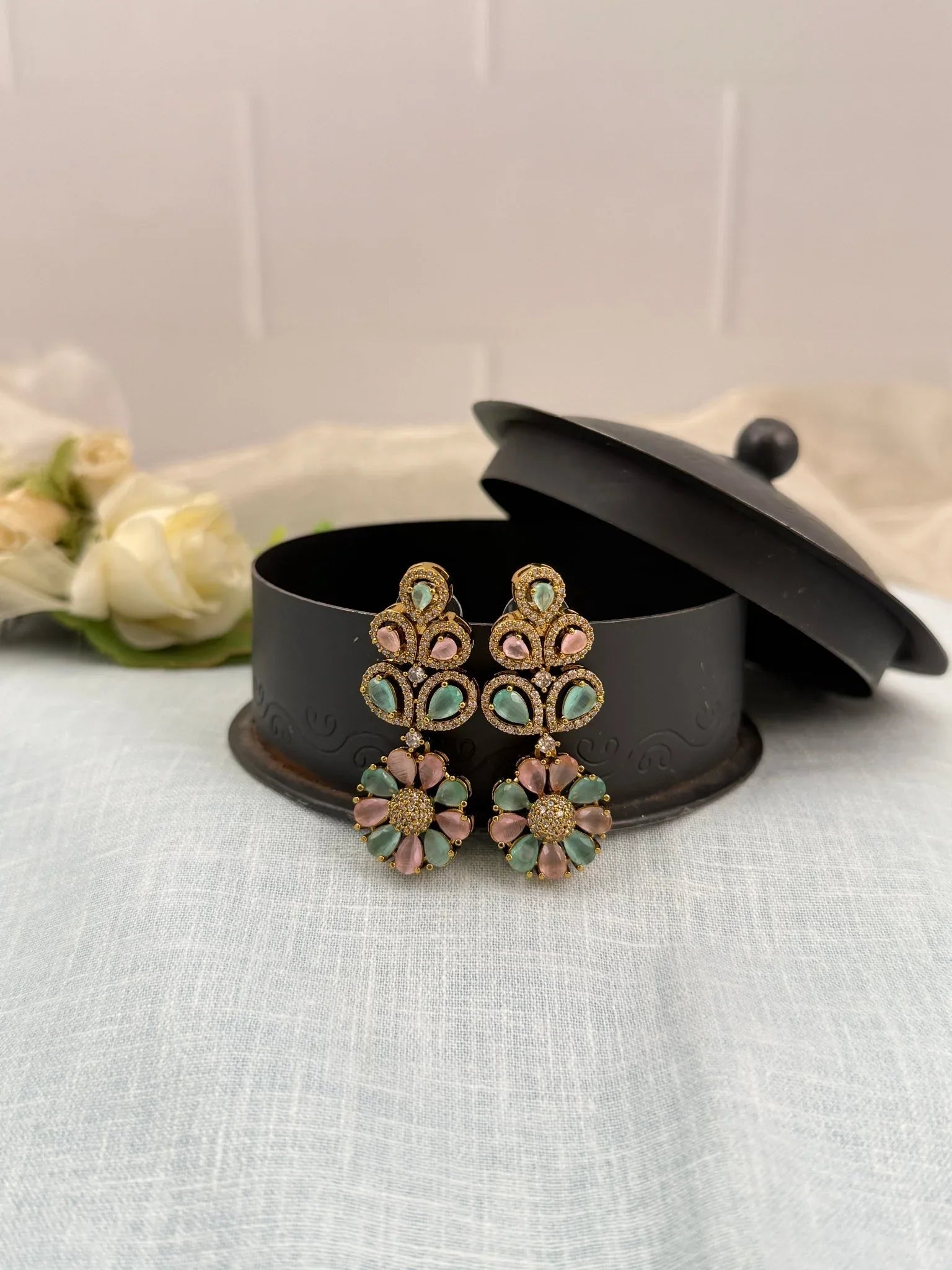 Designer Victorian Antique Stone Earrings 0212 - Mahilas