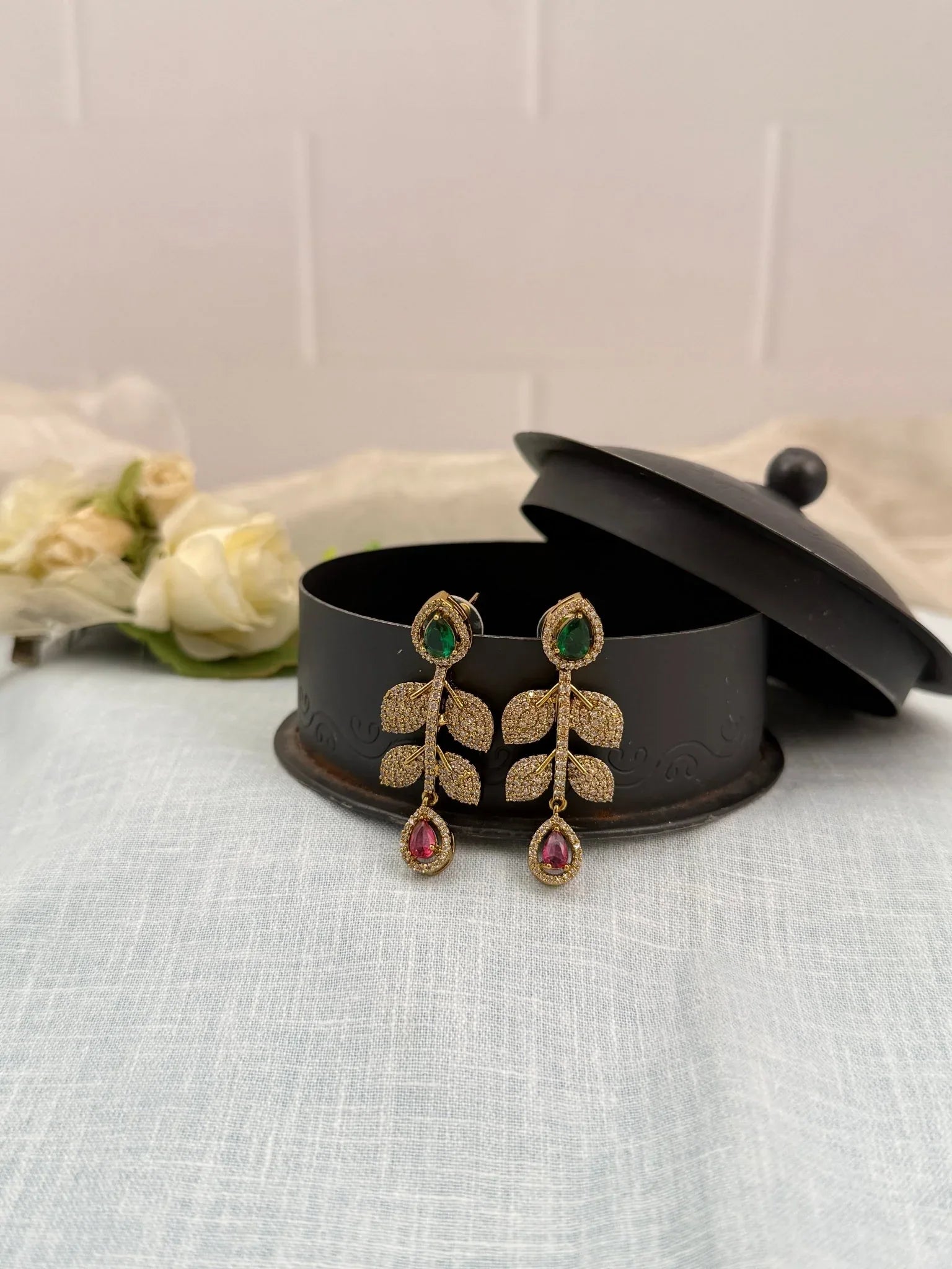 Designer Victorian Antique Stone Earrings 0213 - Mahilas