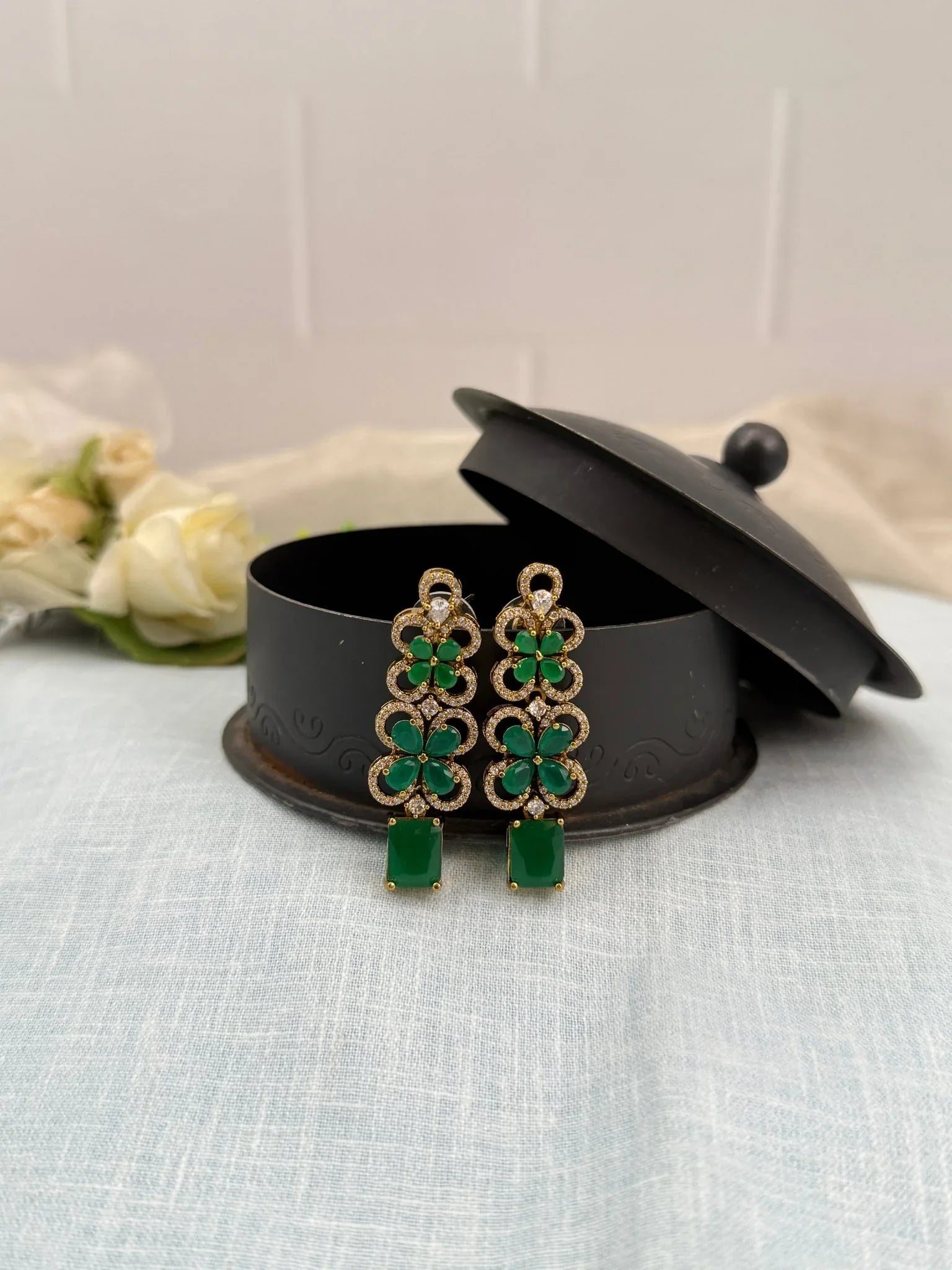 Designer Victorian Antique Stone Earrings 0214 - Mahilas