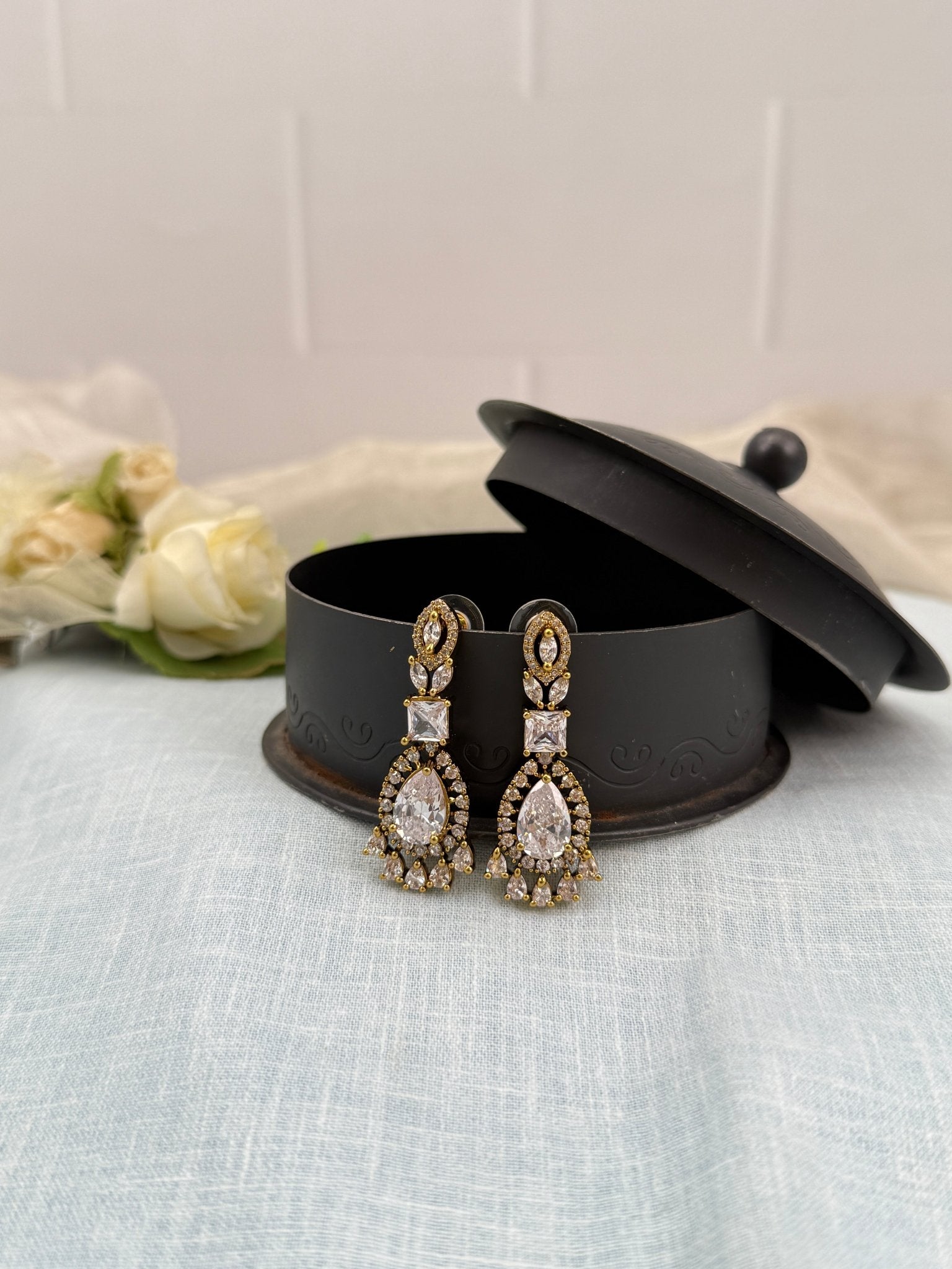 Designer Victorian Antique Stone Earrings 0218 - Mahilas