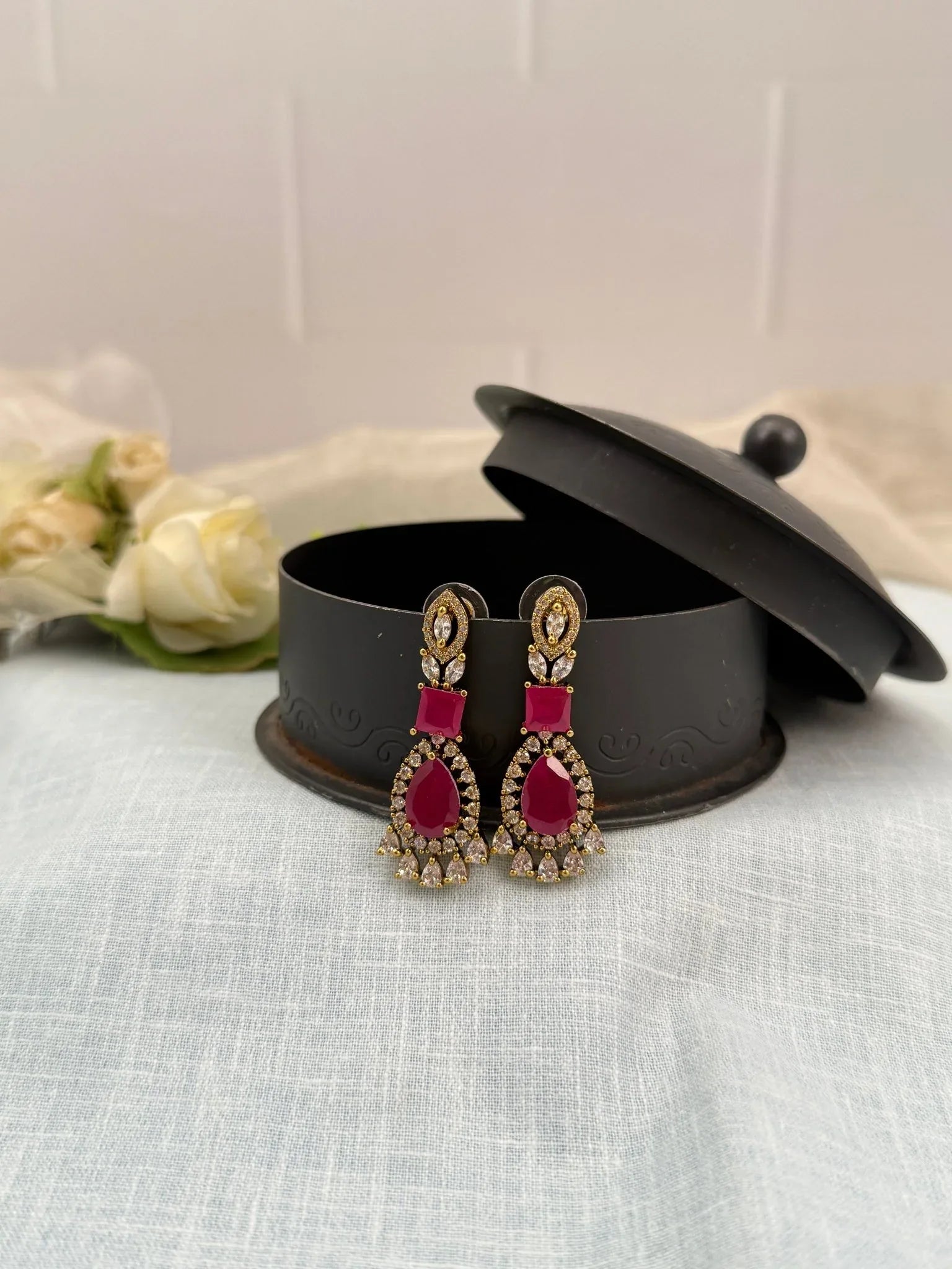 Designer Victorian Antique Stone Earrings 0222 - Mahilas