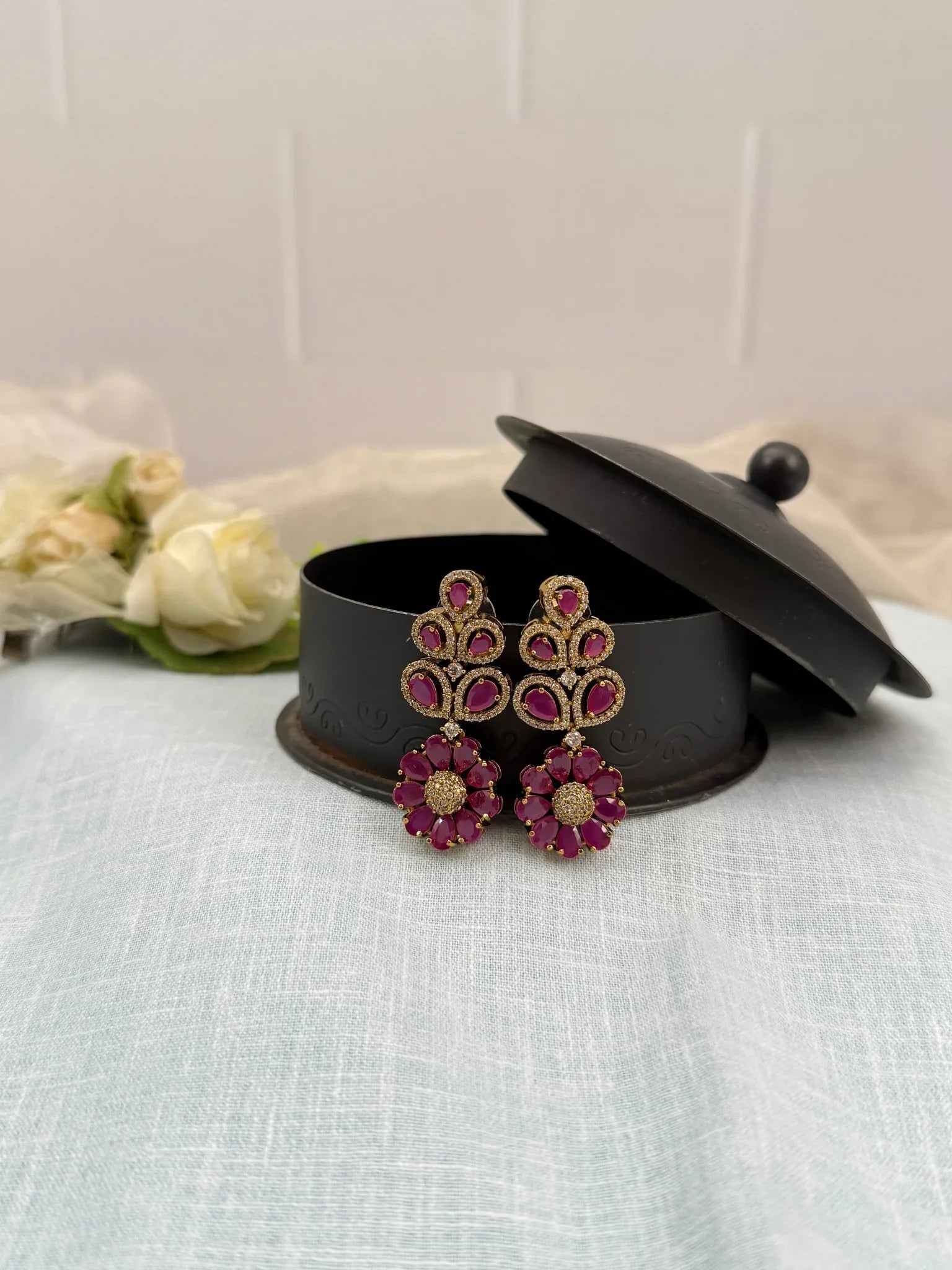 Designer Victorian Antique Stone Earrings 0226 - Mahilas