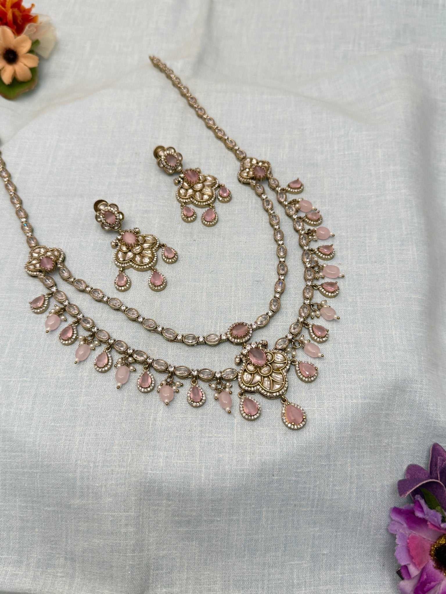 Designer Victorian Kundan Long Necklace Set 183 - Mahilas