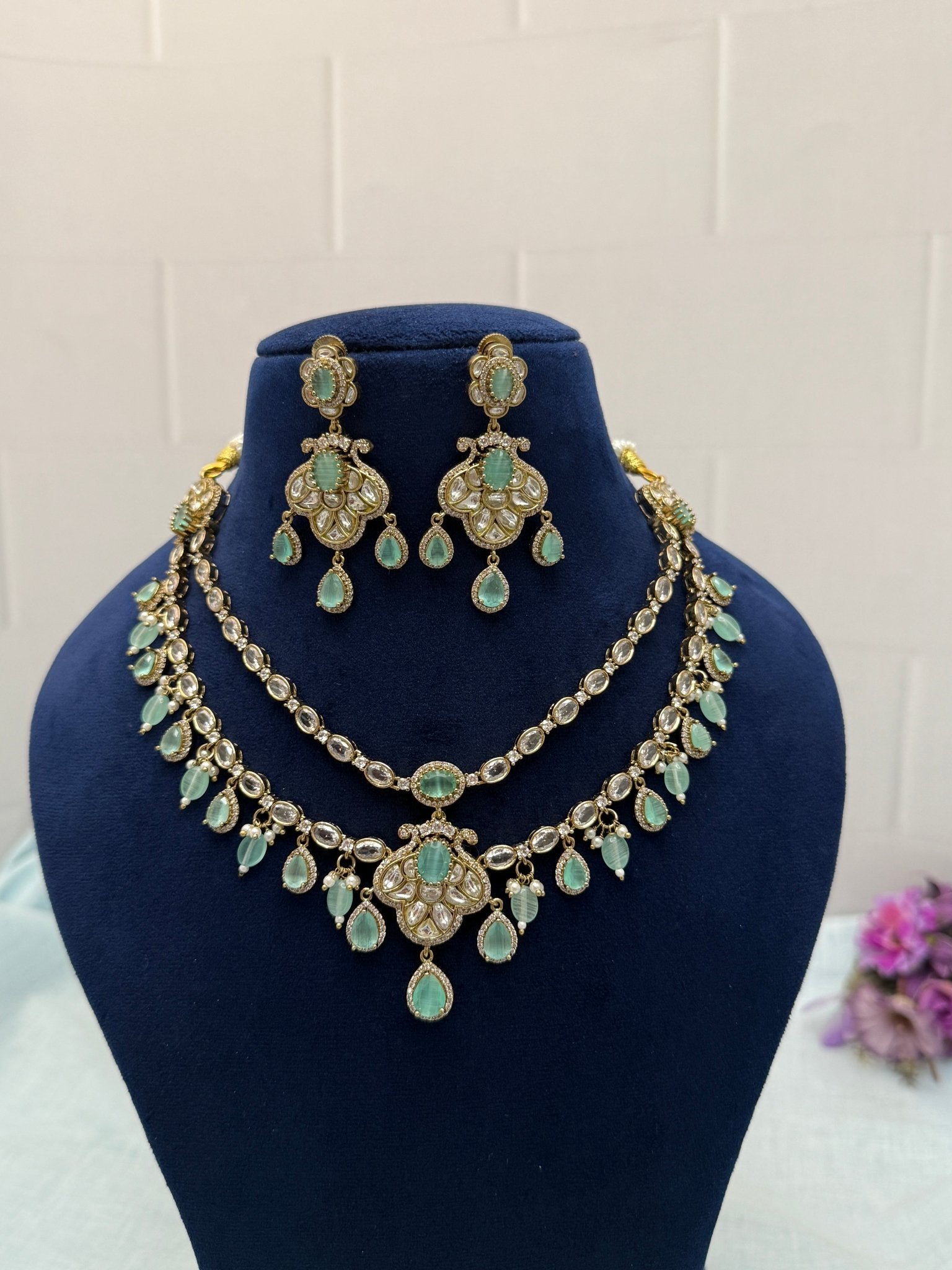 Designer Victorian Kundan Short Necklace Set 186 - Mahilas