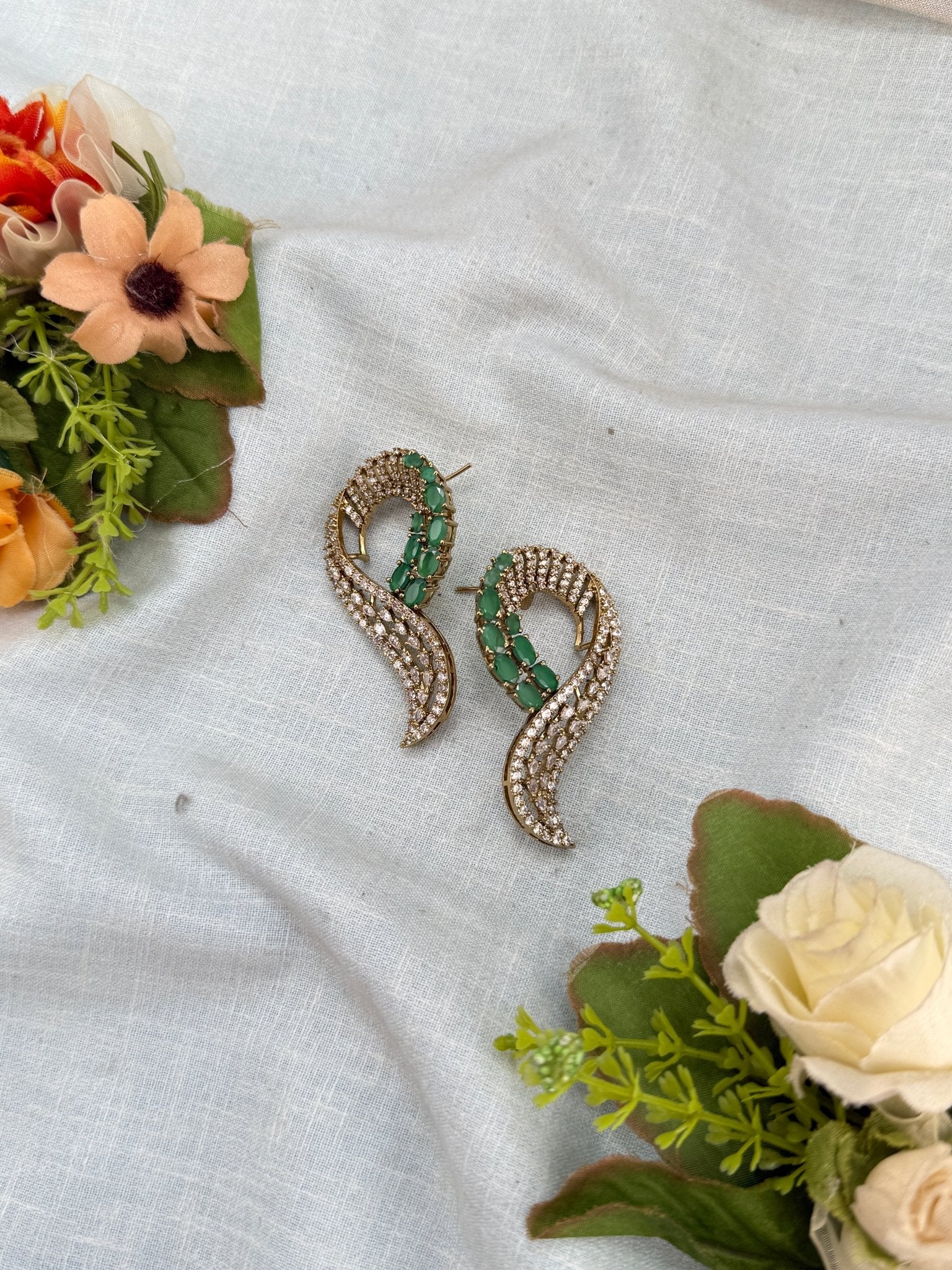 Designer Victorian Stone Statement Earrings 0270 - Mahilas