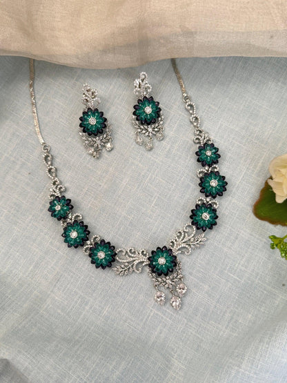 Designer Zircon Stone Short Necklace Set 496 - Mahilas