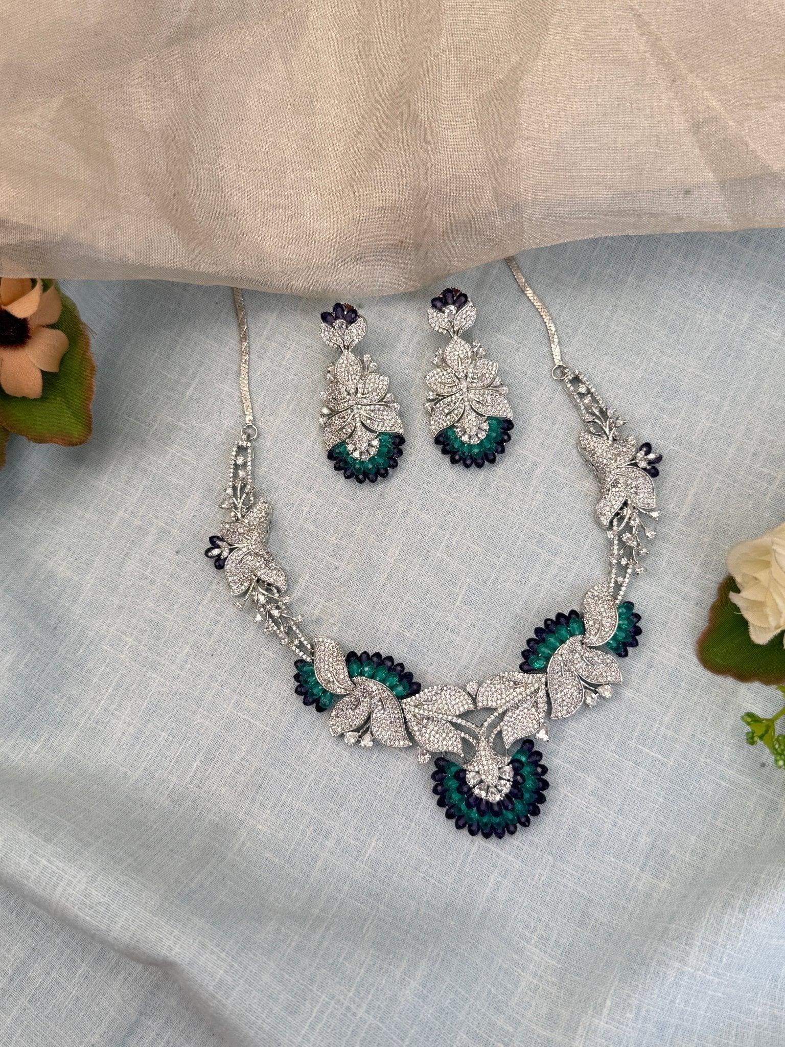 Designer Zircon Stone Short Necklace Set 497 - Mahilas