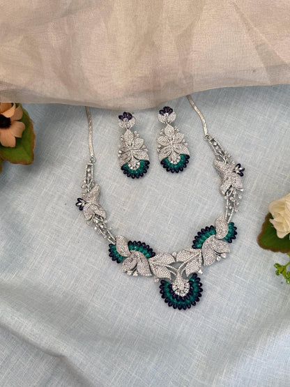 Designer Zircon Stone Short Necklace Set 497 - Mahilas