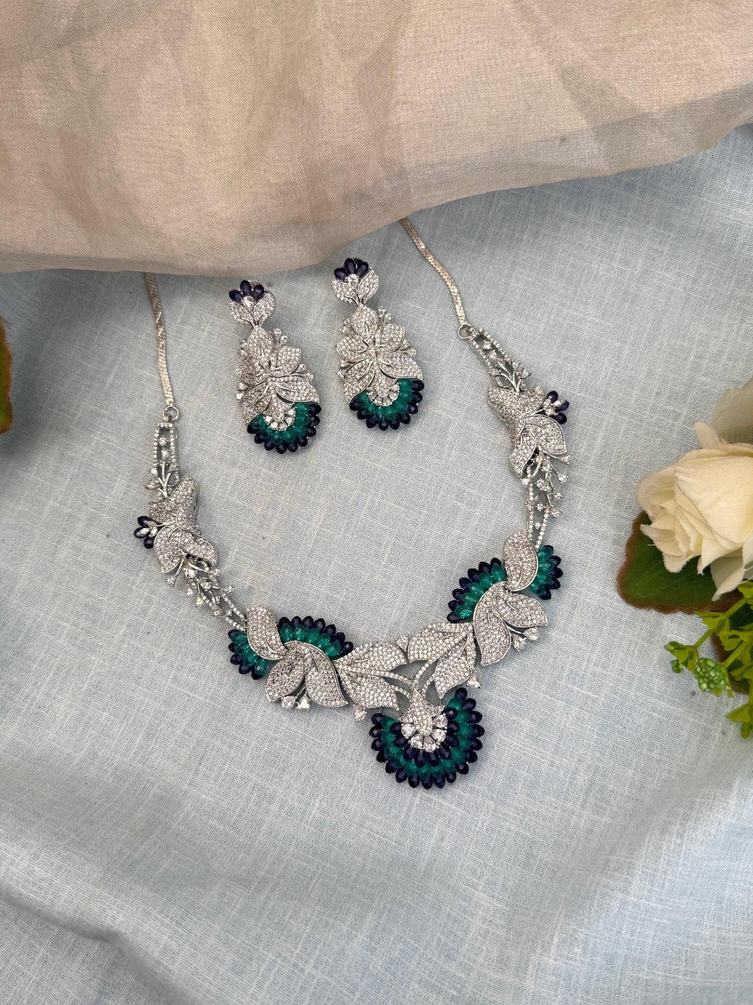 Designer Zircon Stone Short Necklace Set 497 - Mahilas