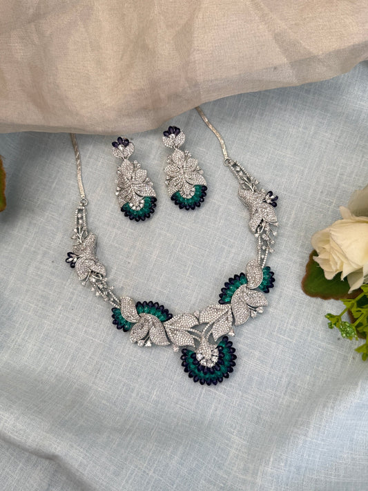 Designer Zircon Stone Short Necklace Set 497 - Mahilas