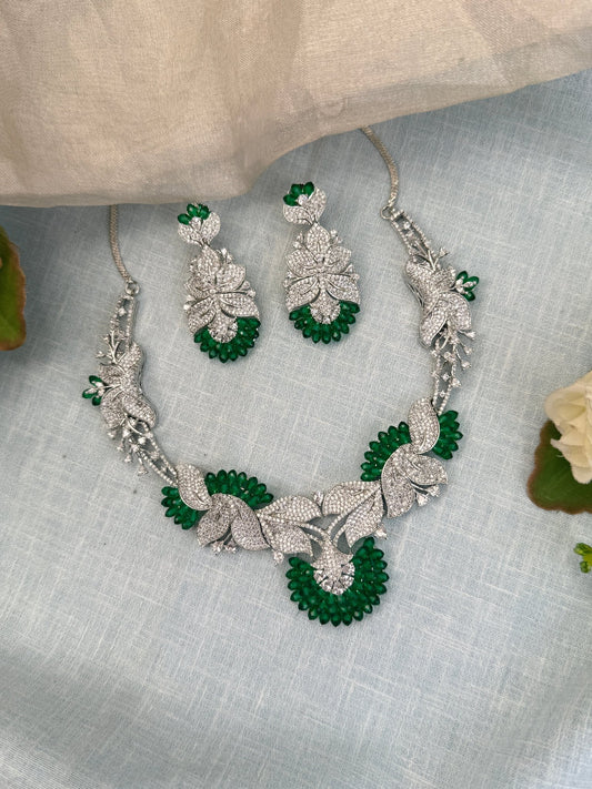 Designer Zircon Stone Short Necklace Set 498 - Mahilas