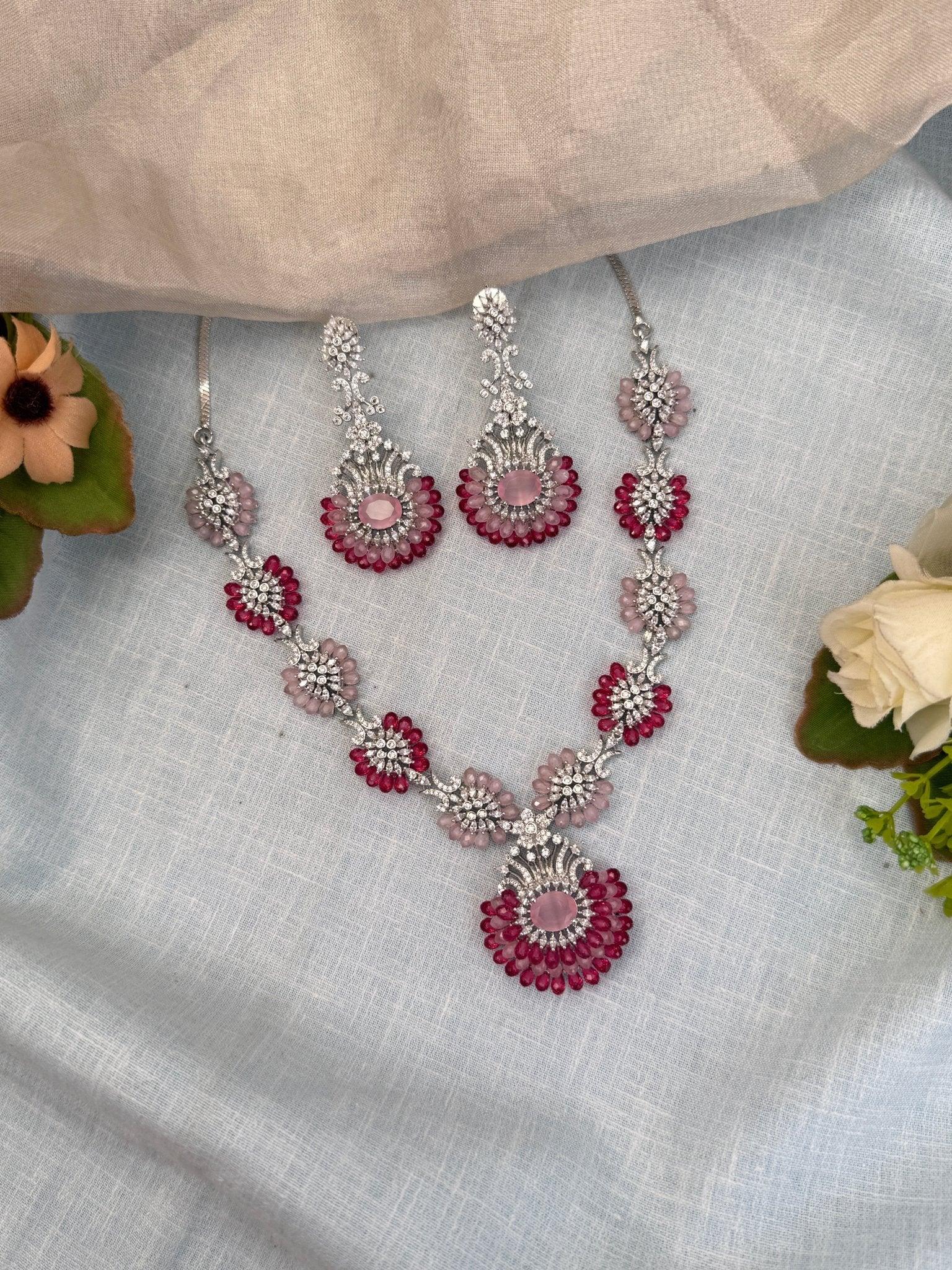 Designer Zircon Stone Short Necklace Set 499 - Mahilas