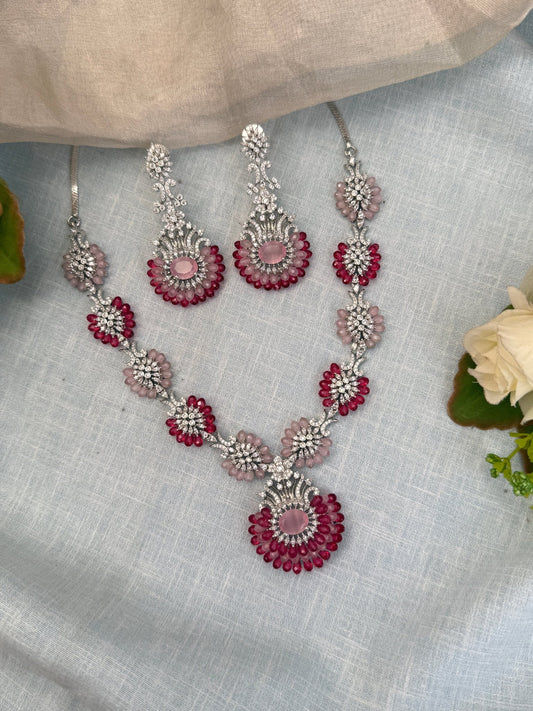 Designer Zircon Stone Short Necklace Set 499 - Mahilas