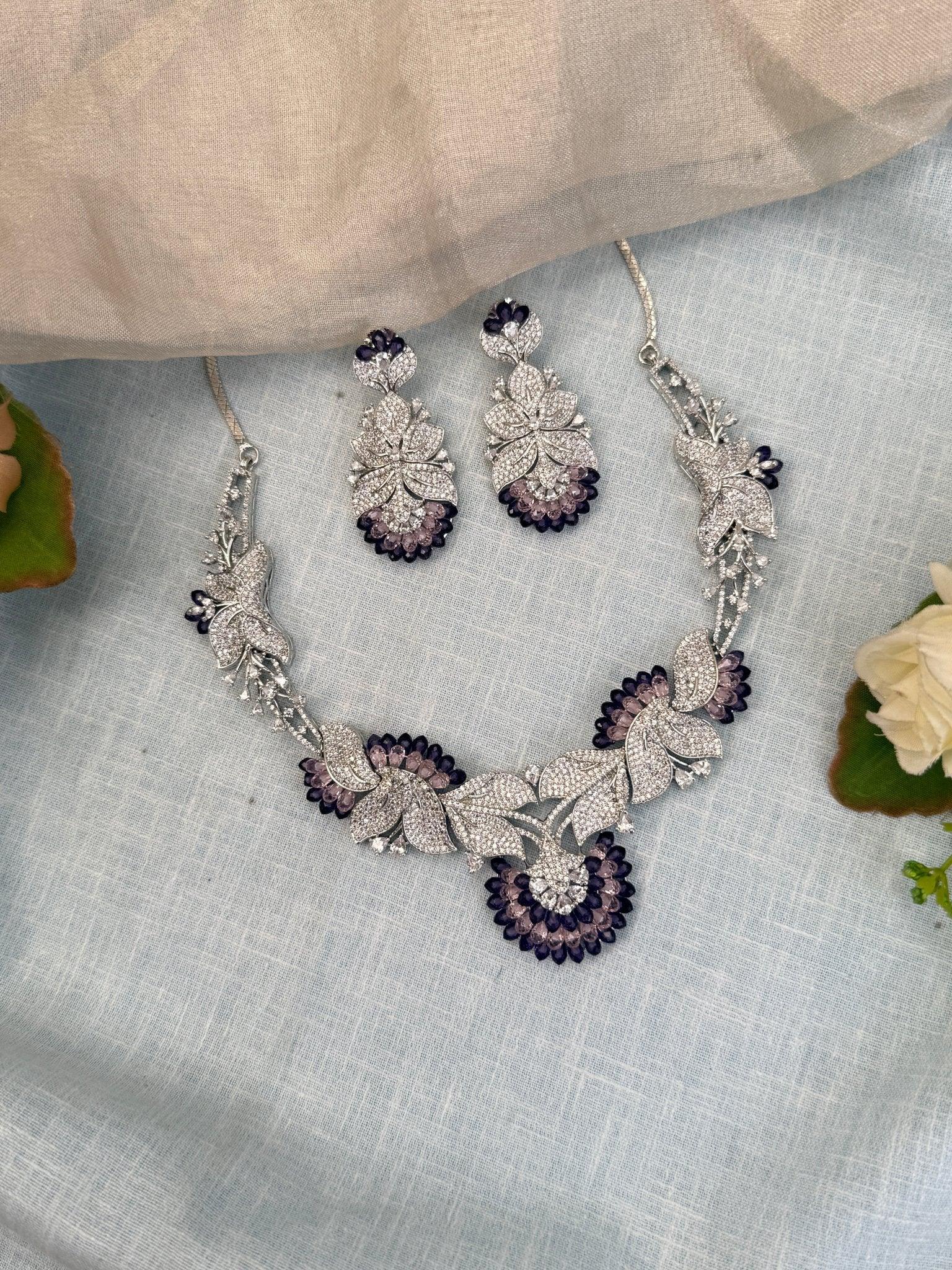 Designer Zircon Stone Short Necklace Set 501 - Mahilas