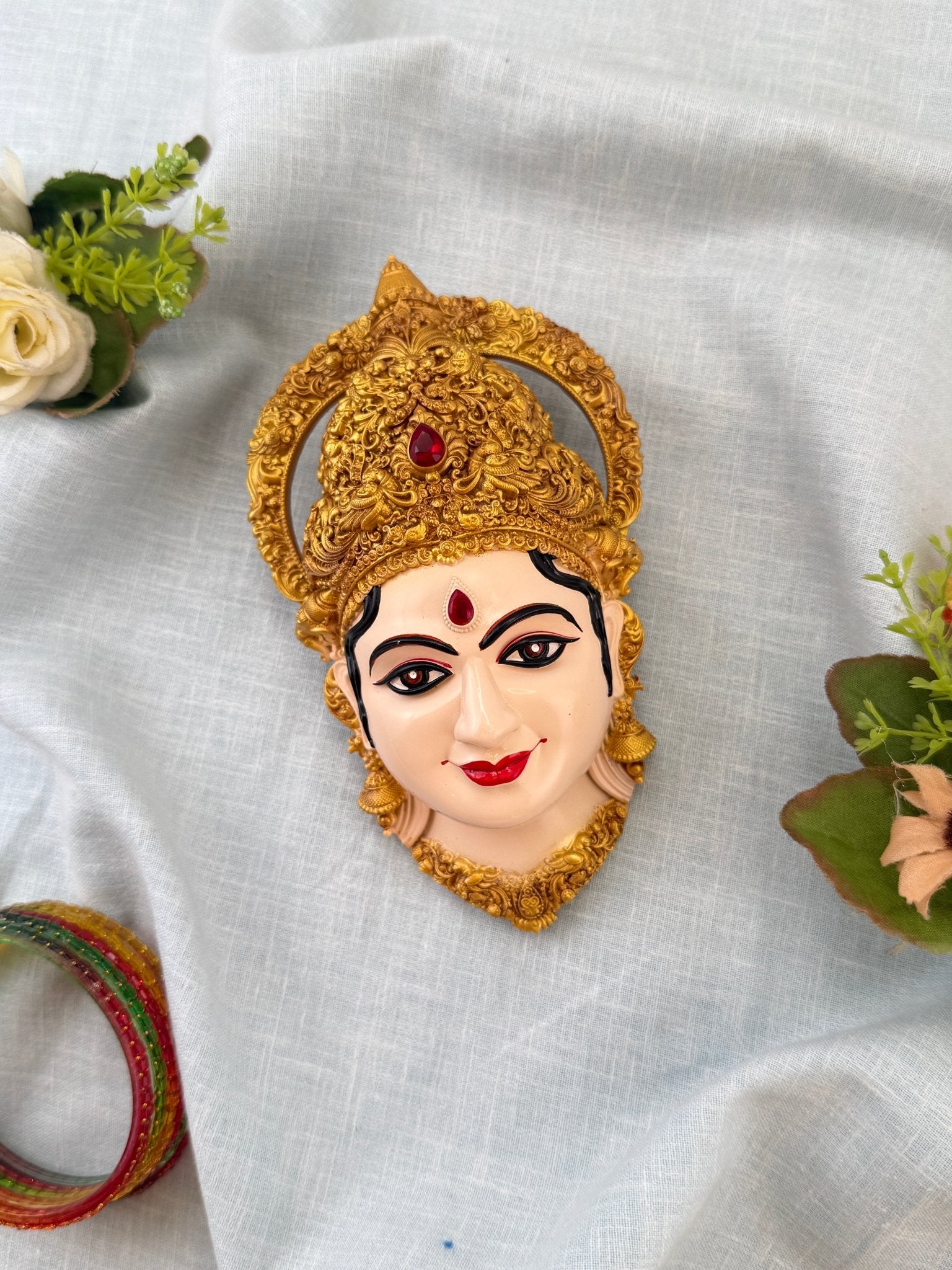 Divine Lakshmi Devi Mukhwada Brass - 6 inch 003 - Mahilas