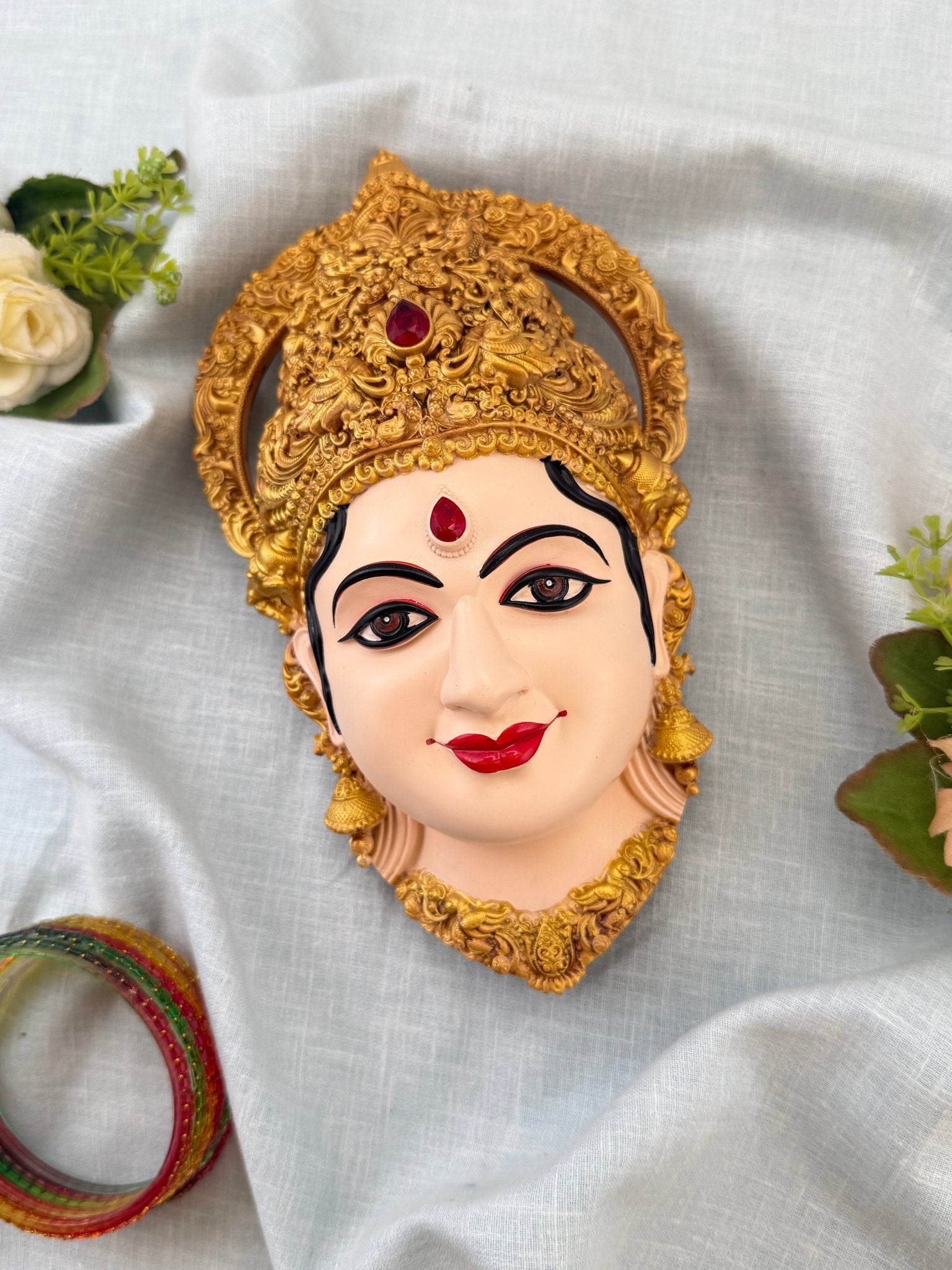 Divine Lakshmi Devi Mukhwada Brass - 8 inch 002 - Mahilas