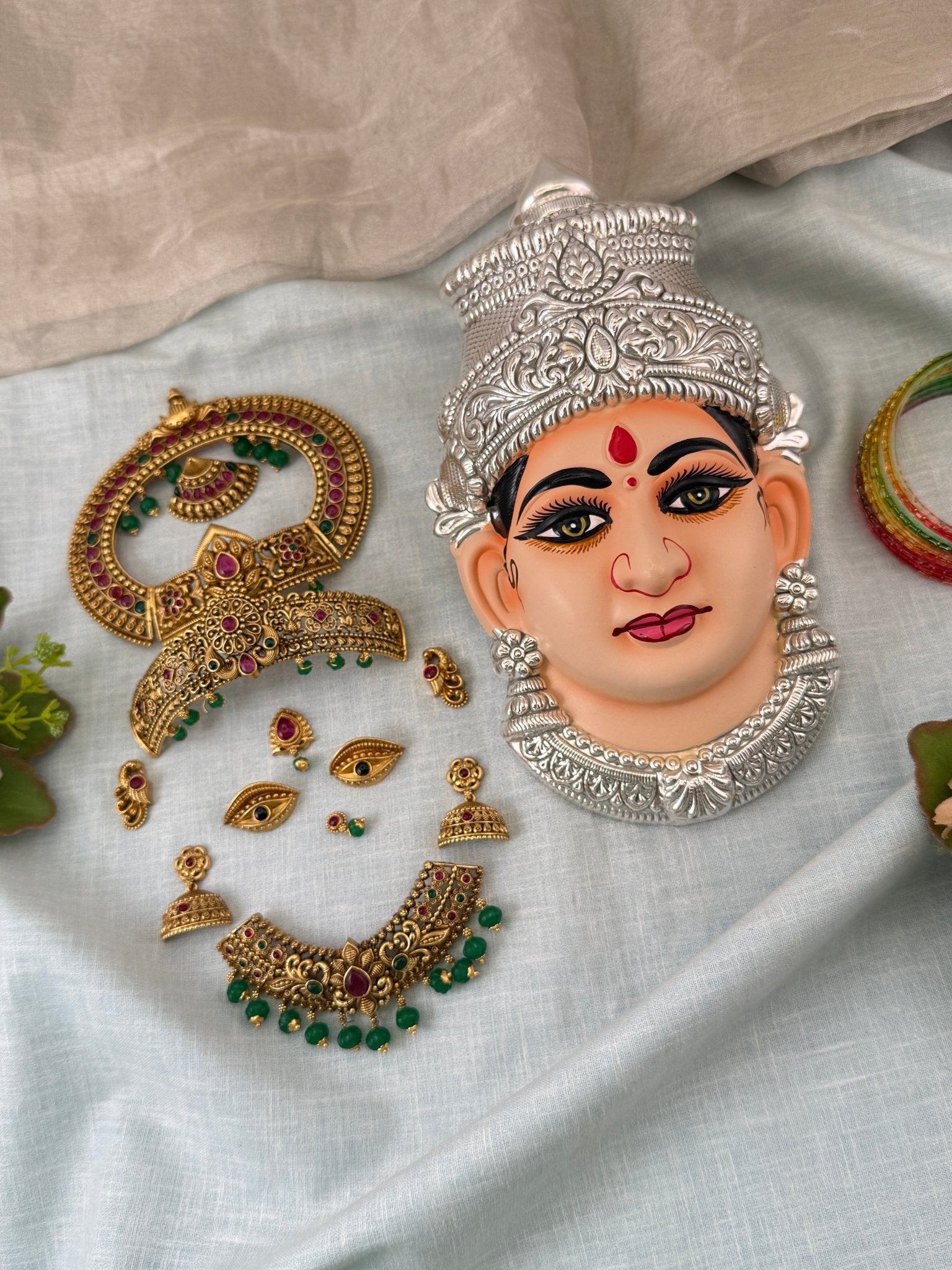 Divine Lakshmi Devi Mukhwada Brass Kit - 8 inch 008 - Mahilas