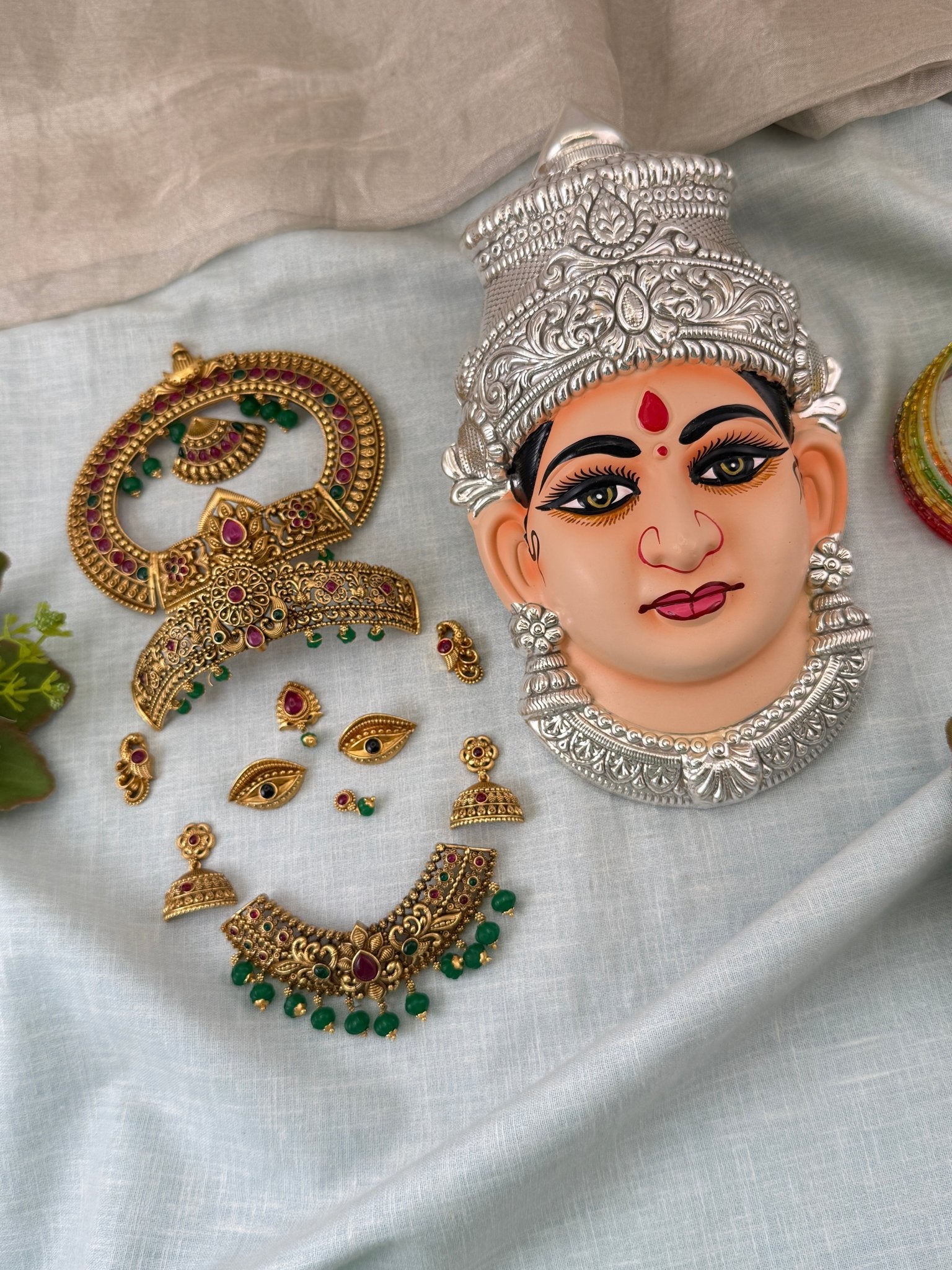 Divine Lakshmi Devi Mukhwada Brass Kit - 8 inch 008 - Mahilas