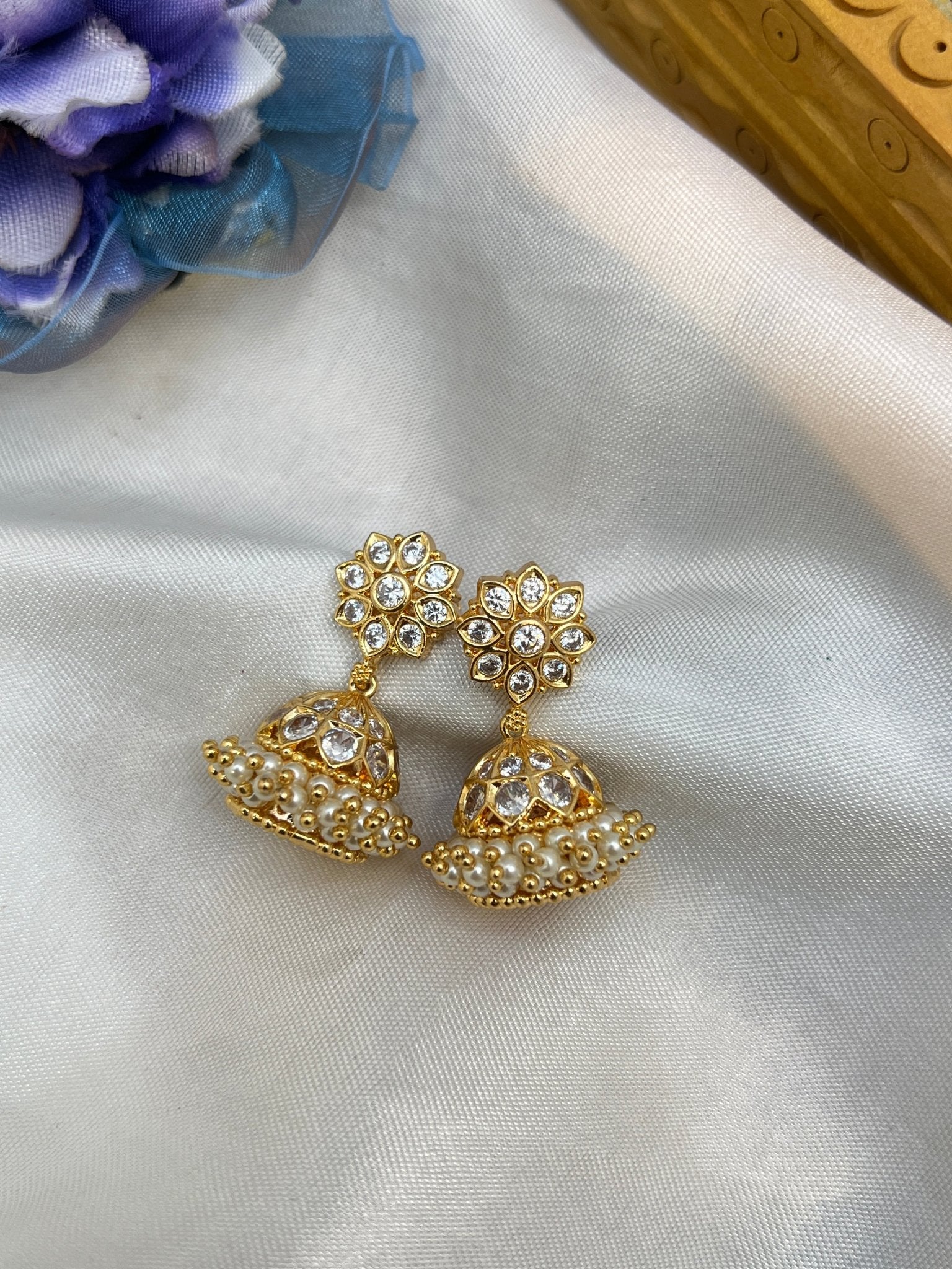 Gold Jhumka Earrings 0066 - Mahilas