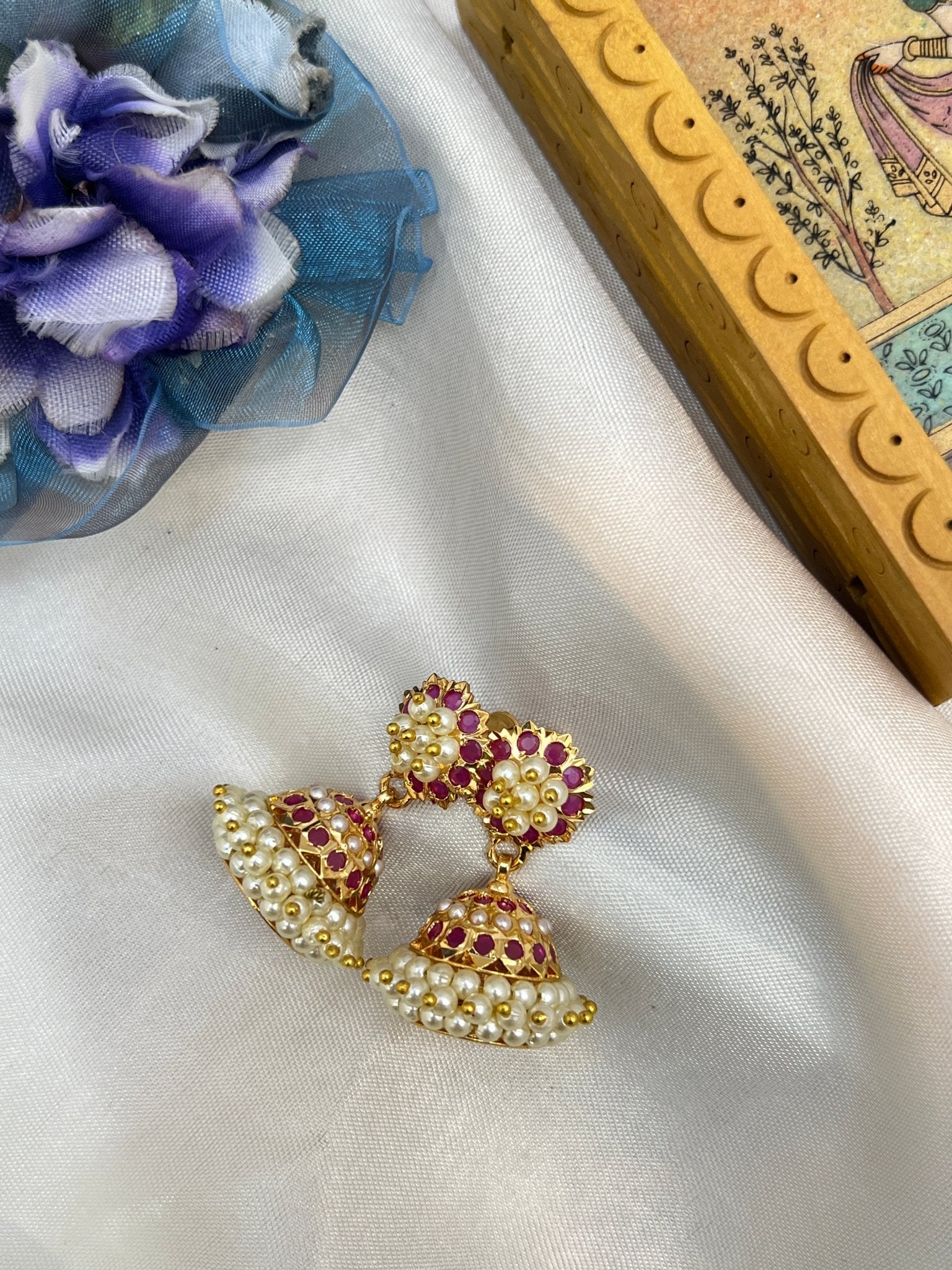 Gold Jhumka Earrings 0068 - Mahilas