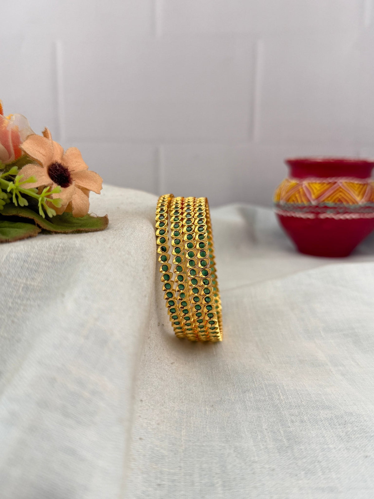 Gold Like Stone Bangles | Set of 2 | B0025 - Mahilas
