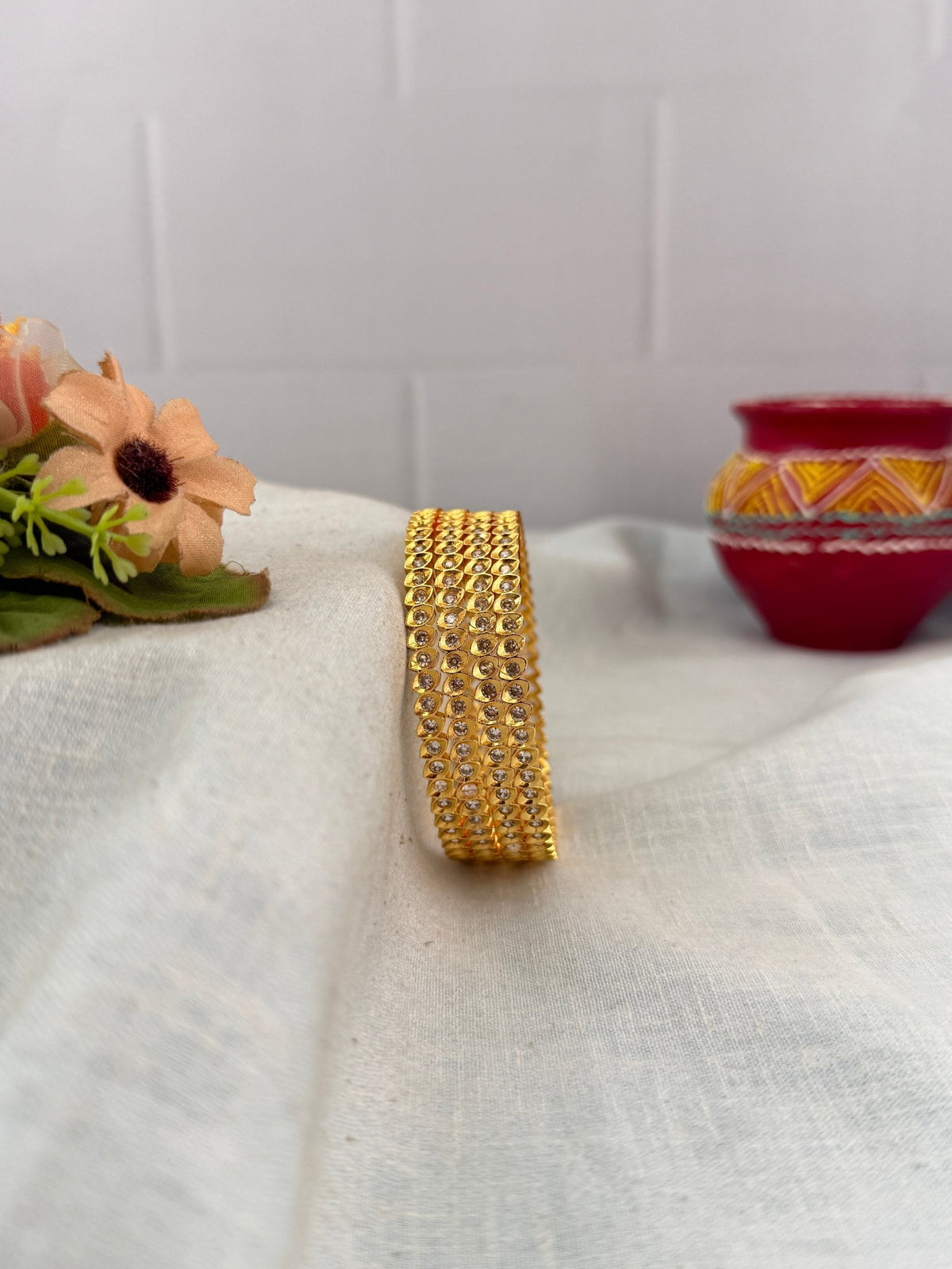 Gold Like Stone Bangles | Set of 2 | B0027 - Mahilas