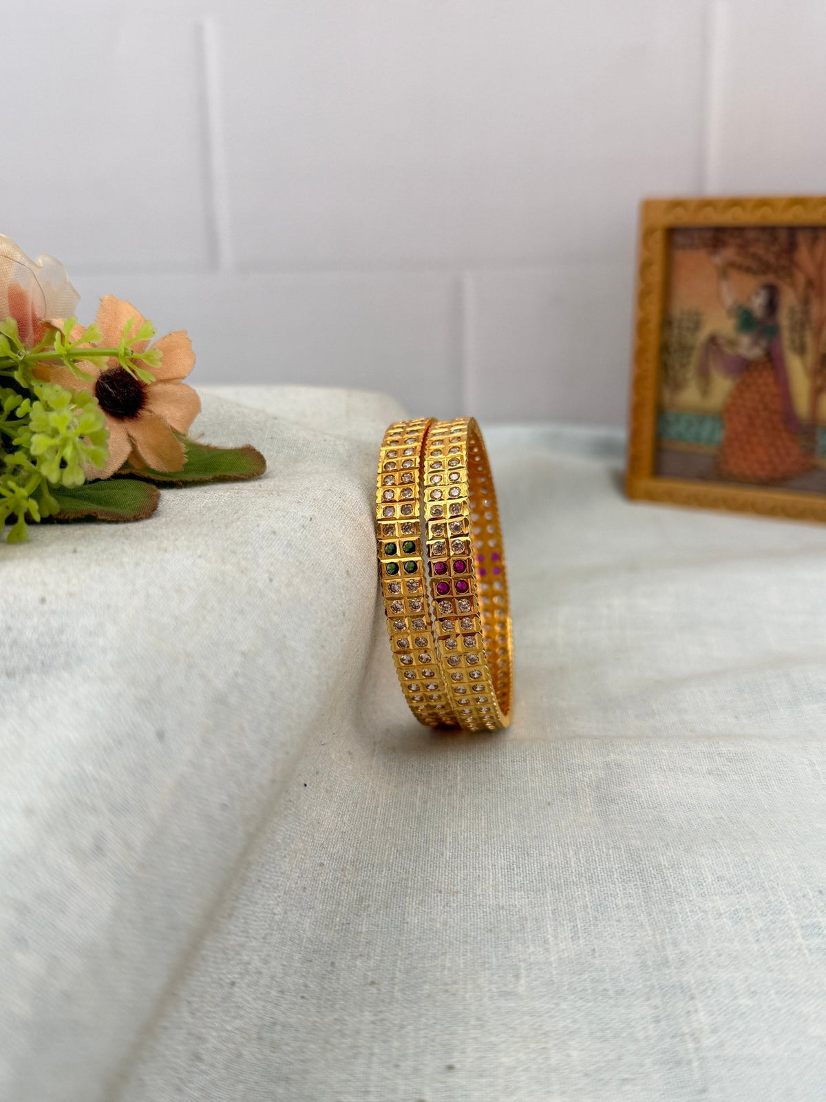 Gold Like Stone Bangles | Set of 2 | B0056 - Mahilas