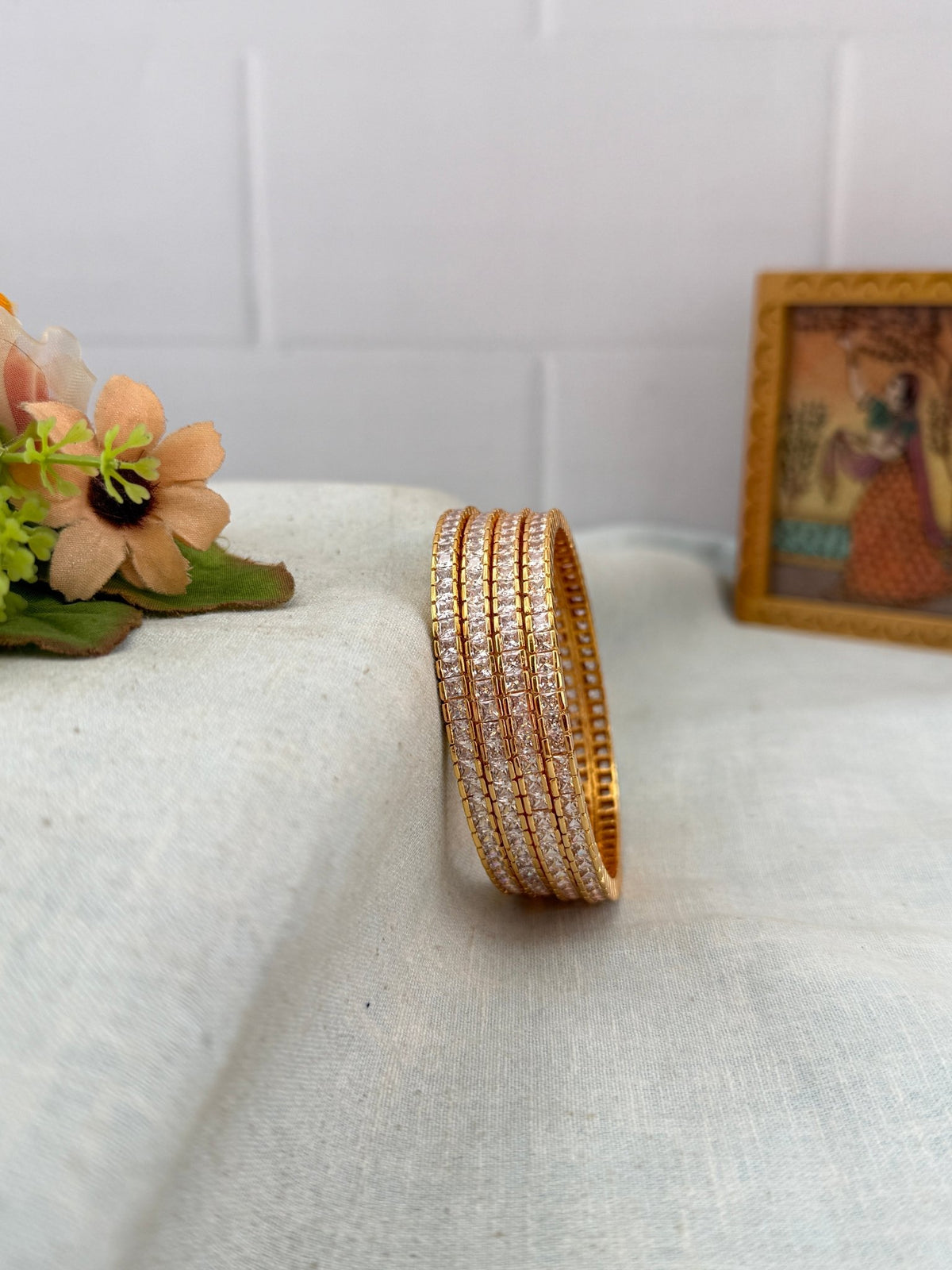 Gold Like Stone Bangles | Set of 4 | B0071 - Mahilas