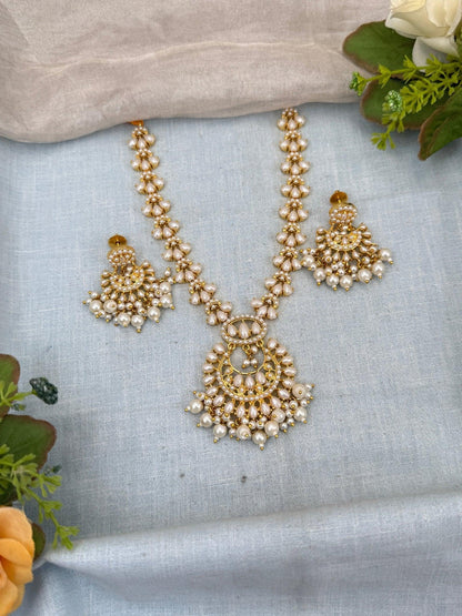 Grand Full Pearl Beads Statement Short Necklace Set 0244 - Mahilas