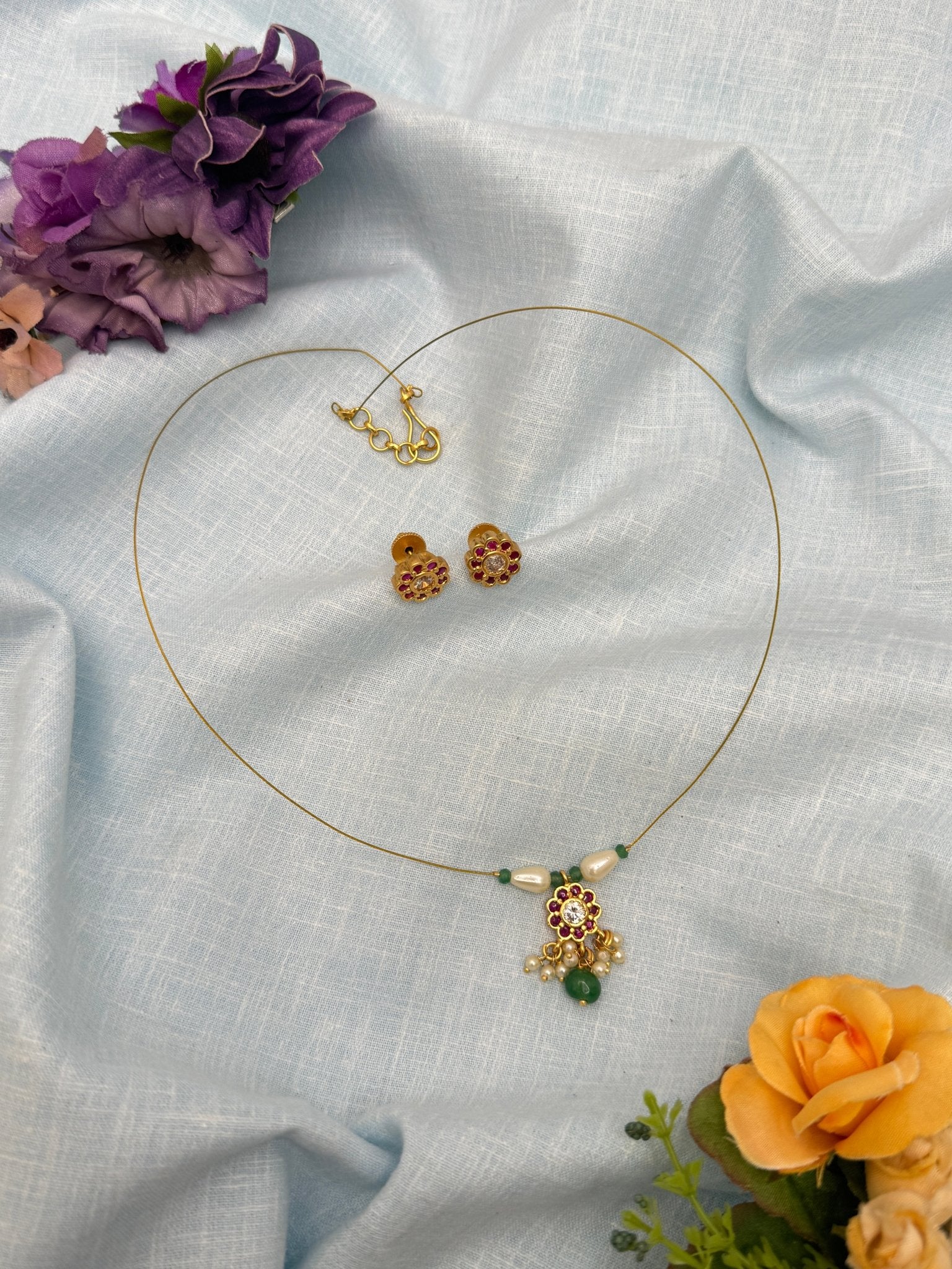 Invisible Chain Jadau Necklace 210 - Mahilas