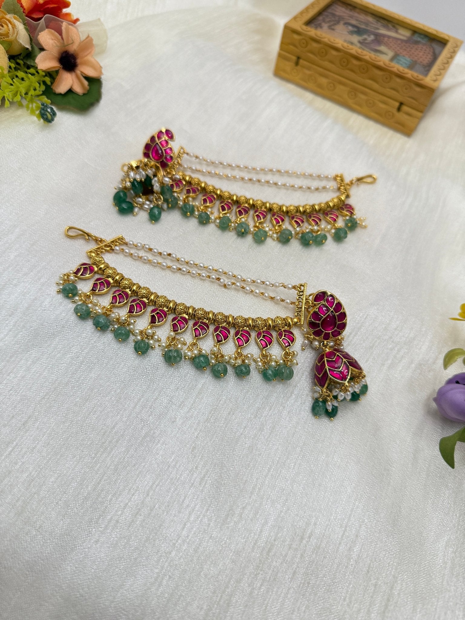 Jadau Antique Jhumka with Maatal 098 - Mahilas