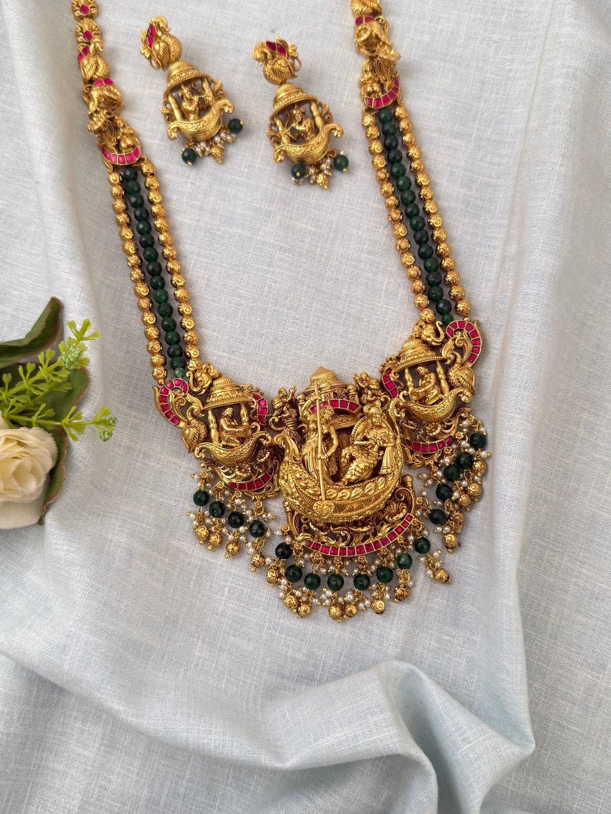 Jadau Antique Shilabalika Long Pendant Set | N0544 - Mahilas