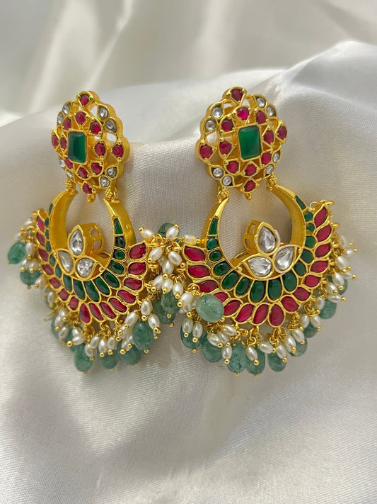 Jadau Chandbali Earrings 1087 - Mahilas