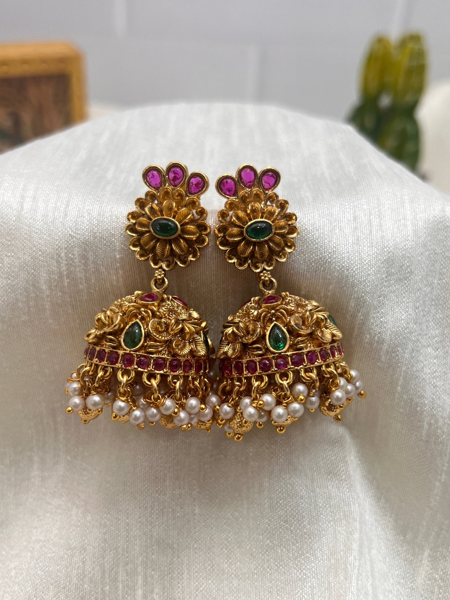 Jadau Jhumka Earrings 1113 - Mahilas