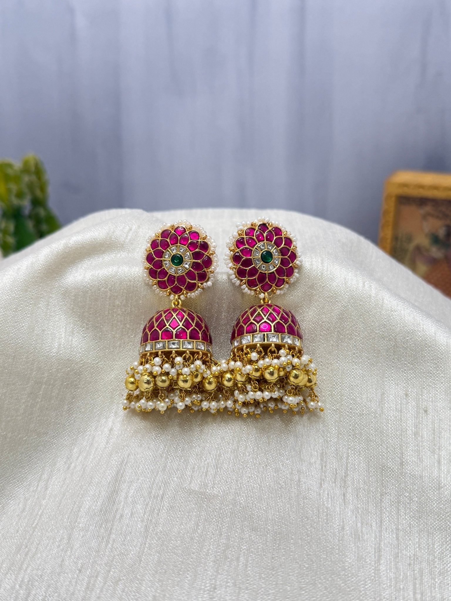 Jadau Jhumka Earrings 1131 - Mahilas