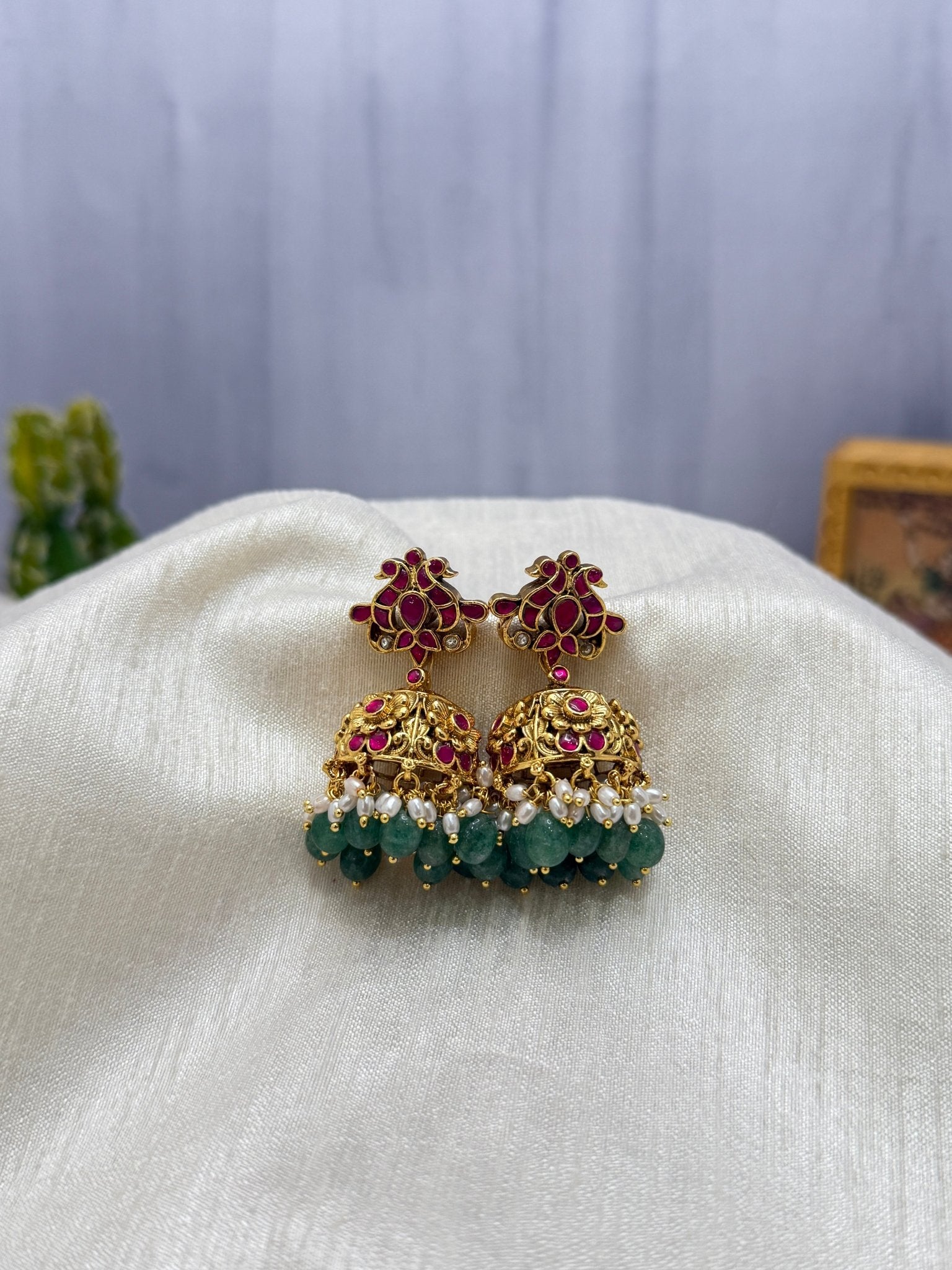 Jadau Jhumka Earrings 1133 - Mahilas